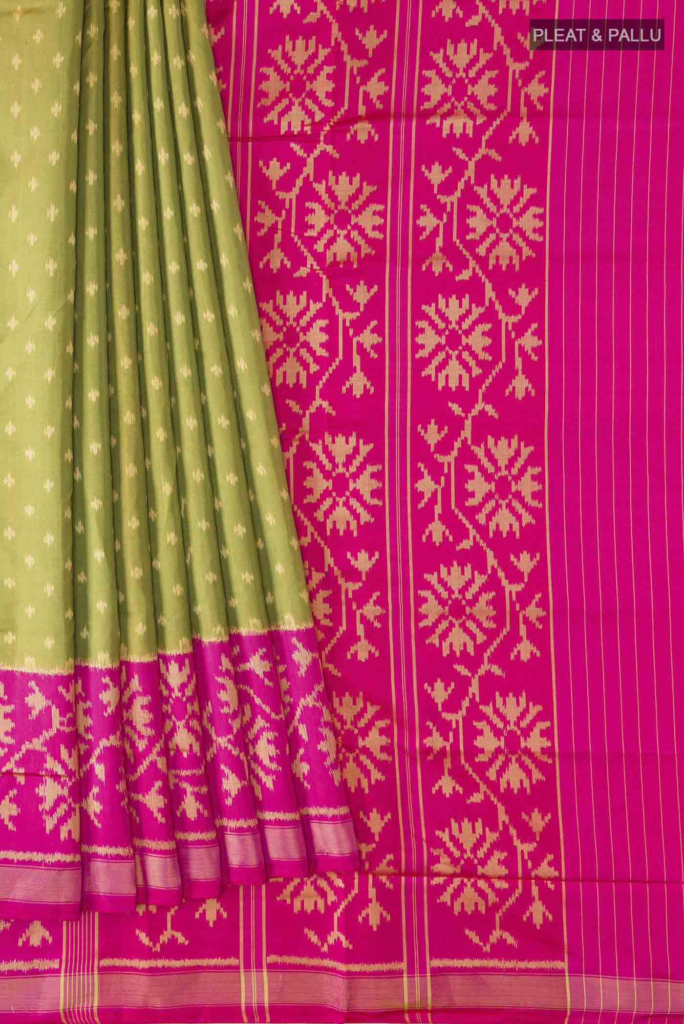 Green Rajkot Patola Silk Saree - Image 4