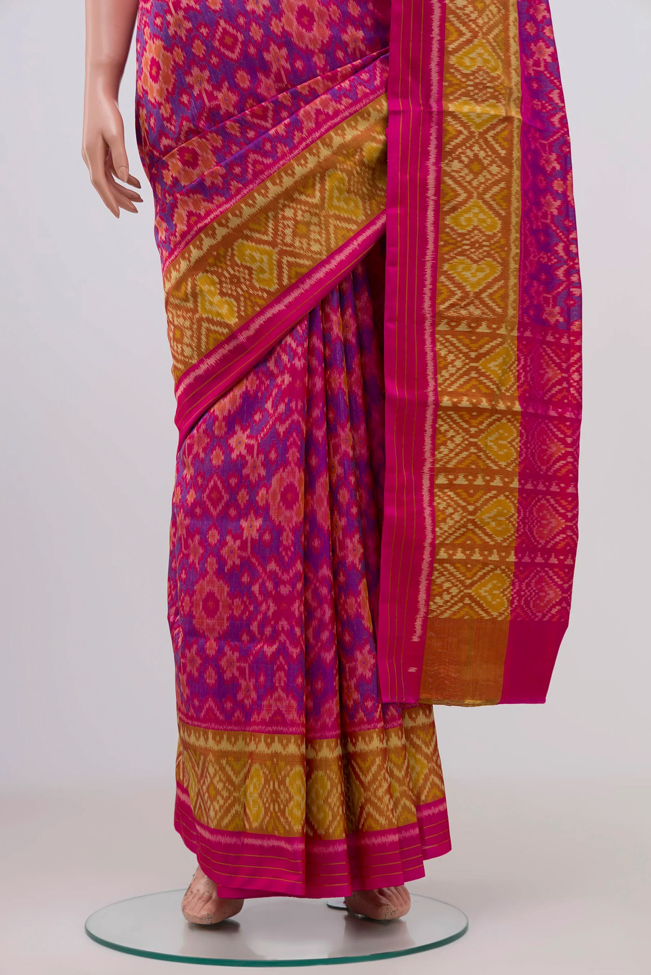 Pink Rajkot Patola Silk Saree - Image 3