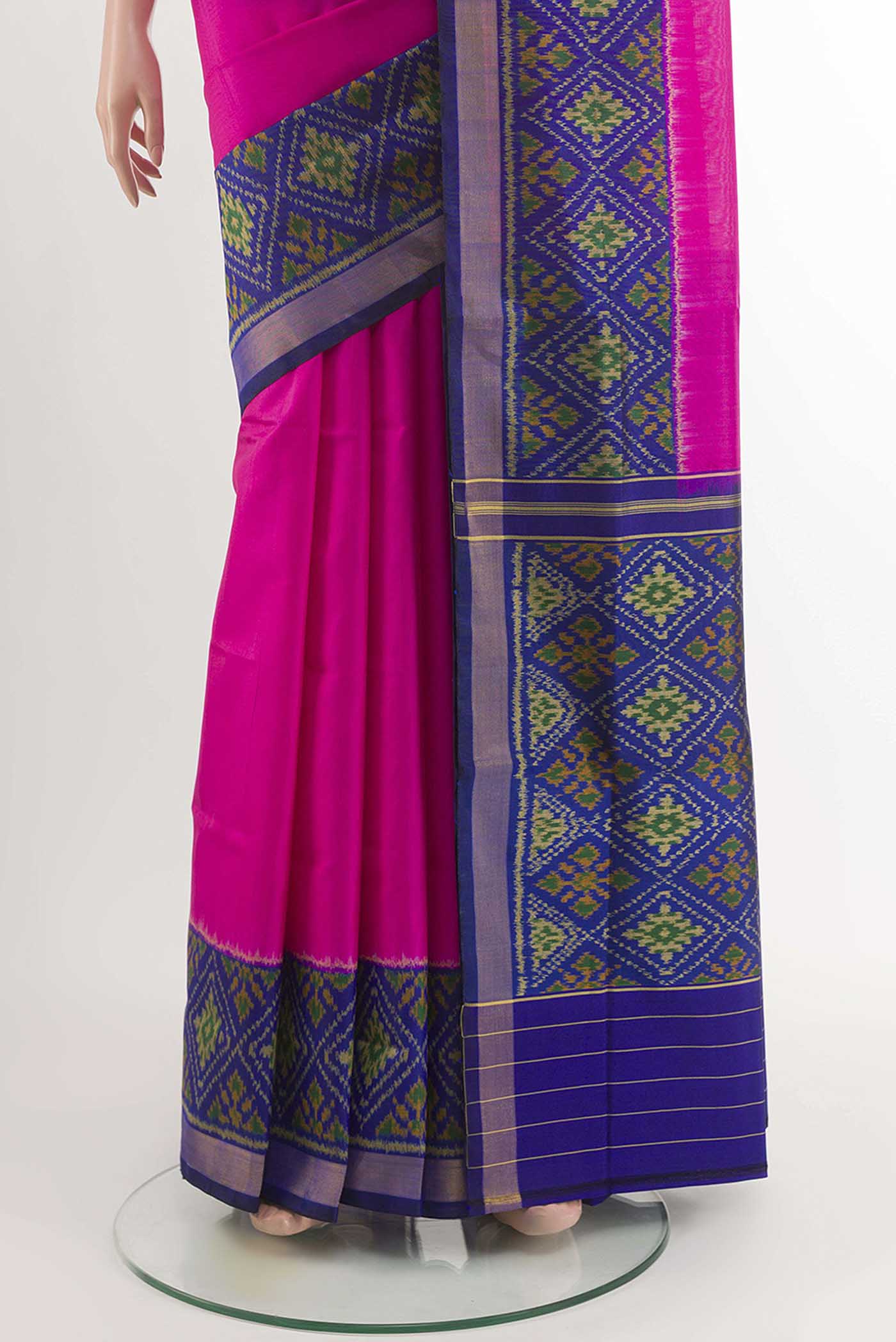 Pink Rajkot Patola Silk Saree - Image 3