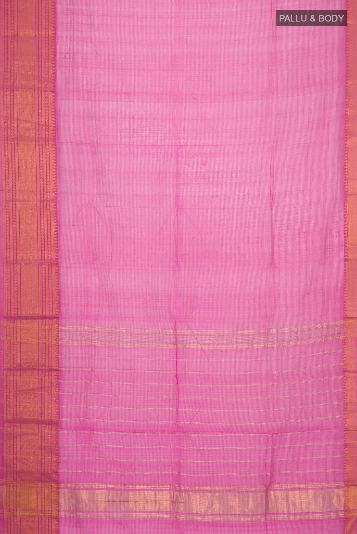 Pink Silk Cotton Saree - Image 2