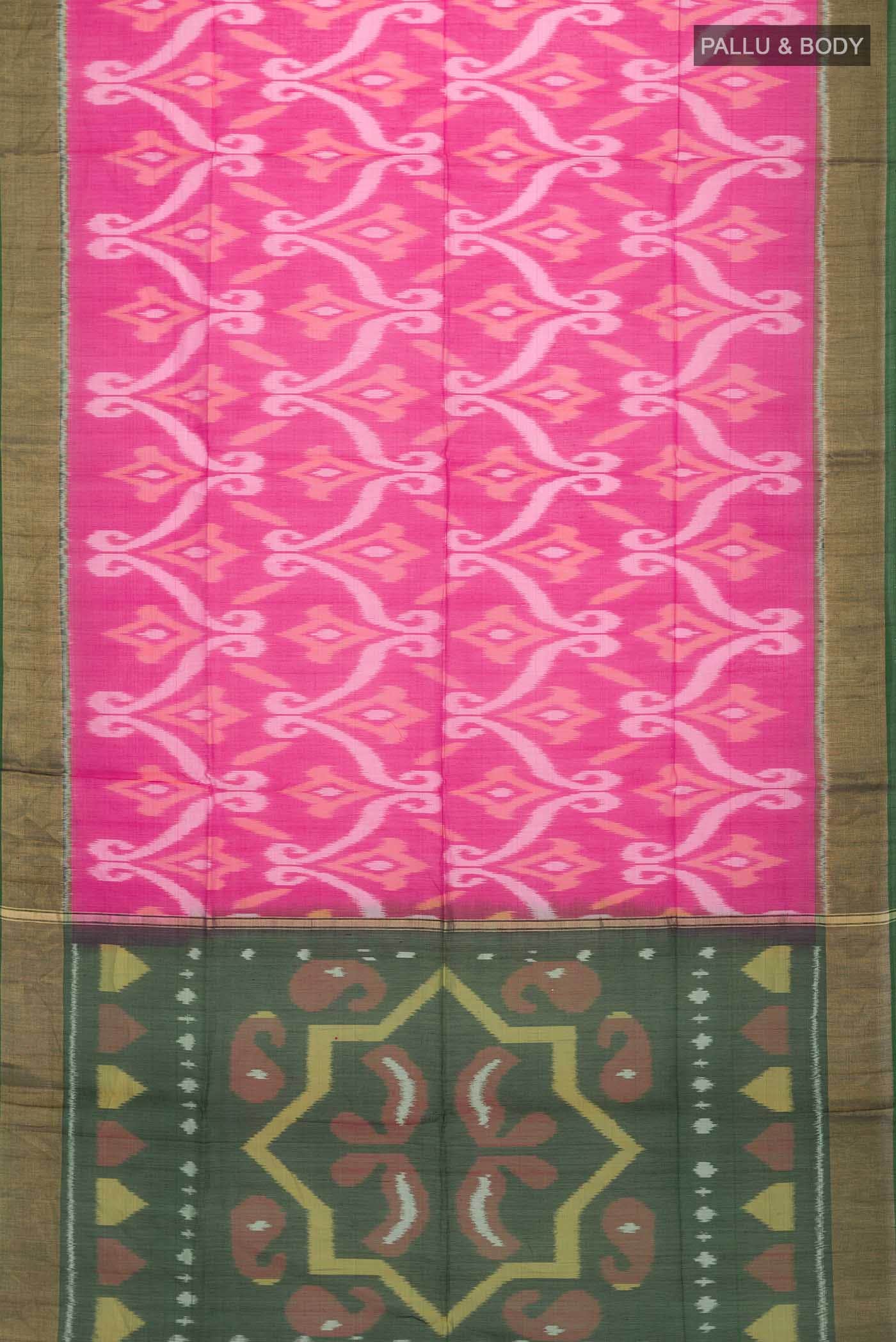 Pink Silk Cotton Saree - Image 2