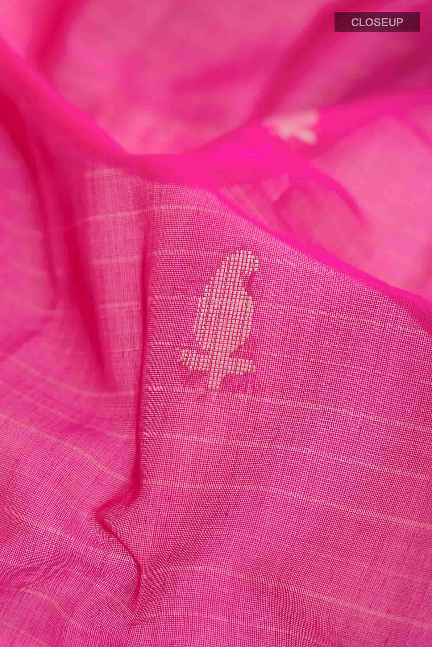 Pink Silk Cotton Saree - Image 2
