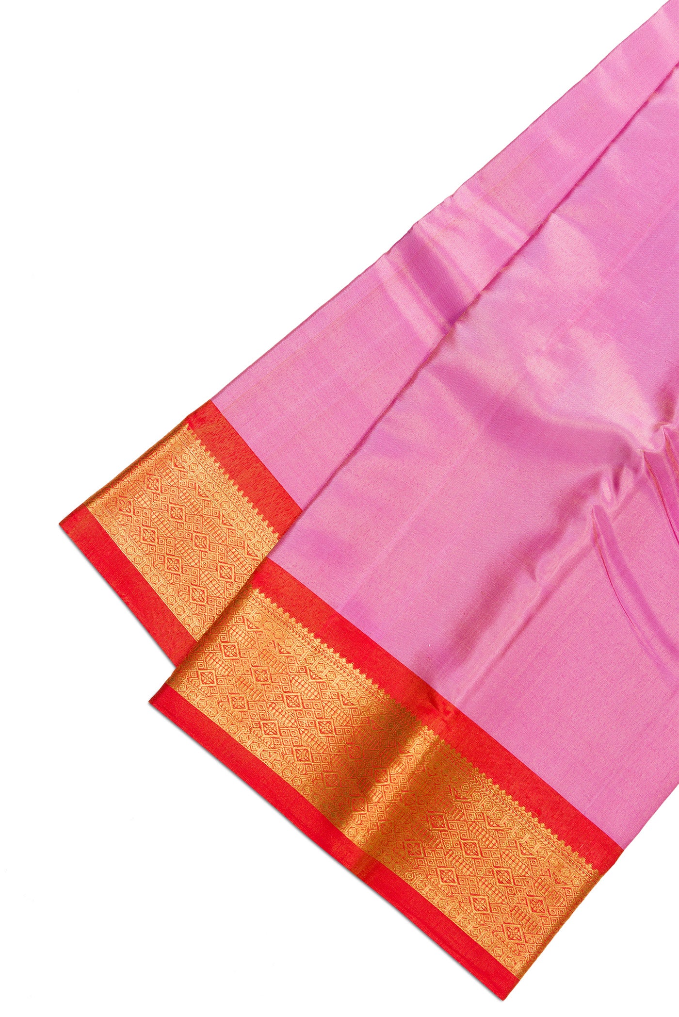 Pink Silk Dhoti With Angavastram (9X 5) Muzham