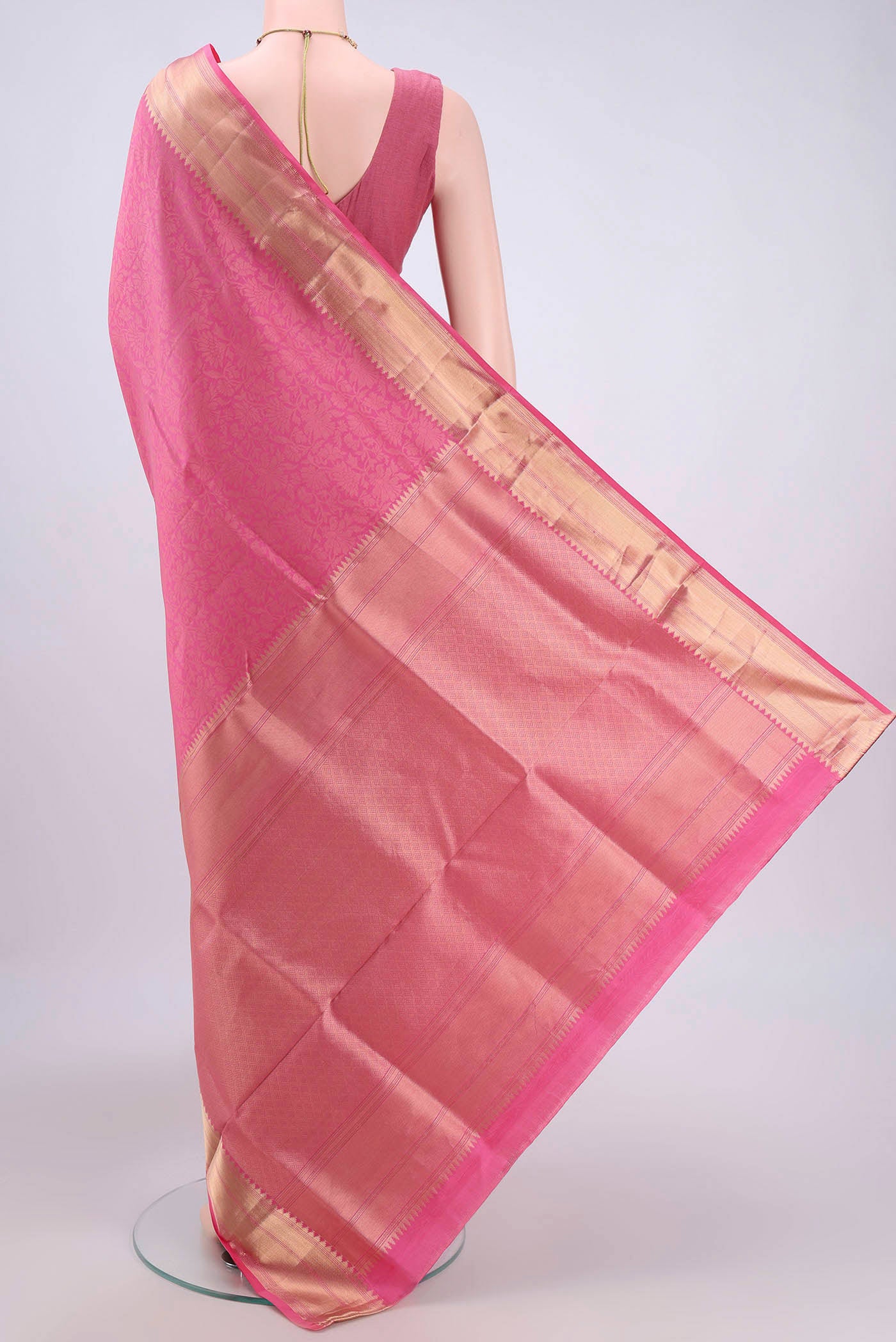 Pink Soft Silk Saree - Image 3