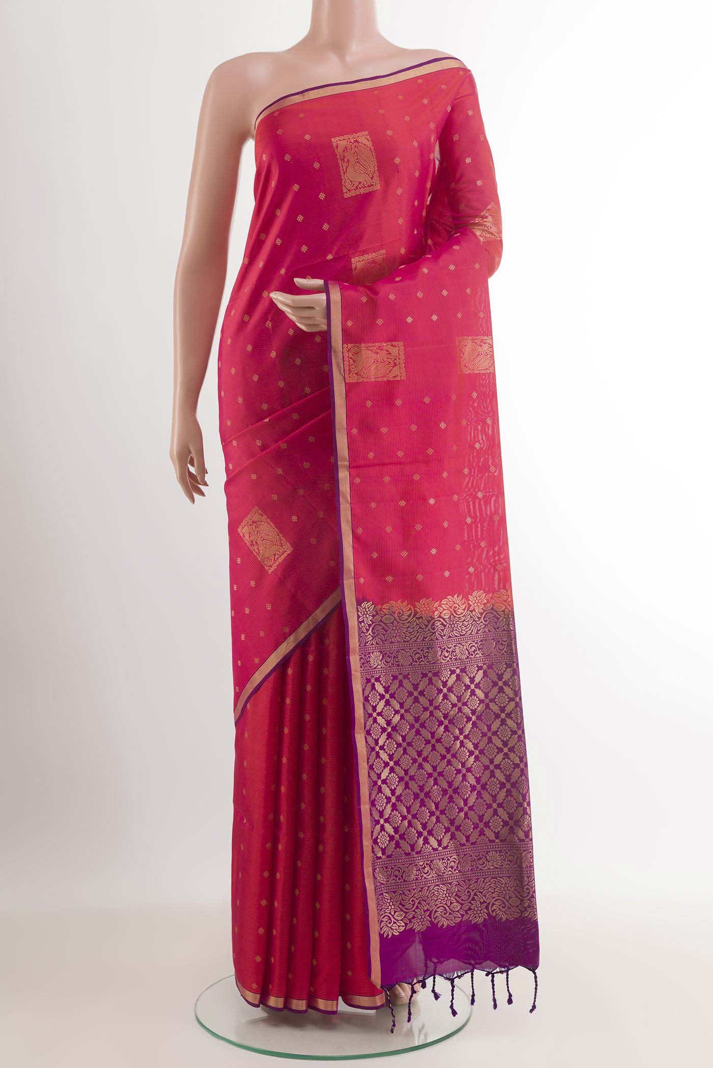 Pink with Orange Color Soft Silk Saree