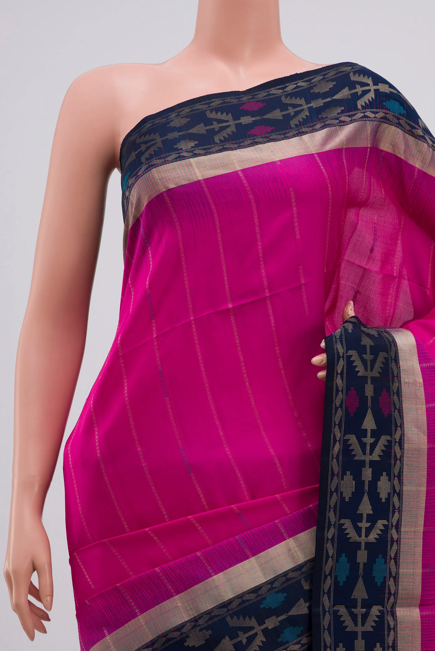 Rani Pink Soft Silk Saree - Image 2