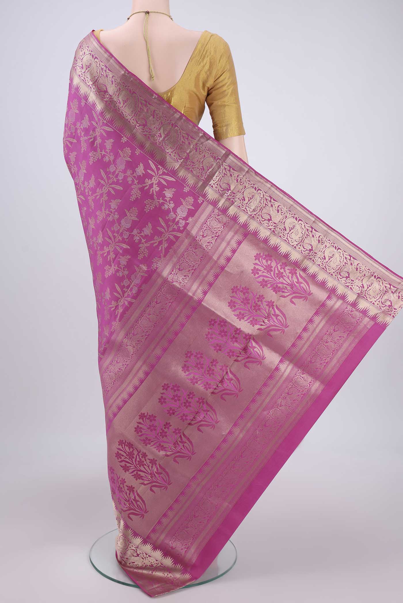 Pink Soft Silk Saree - Image 3