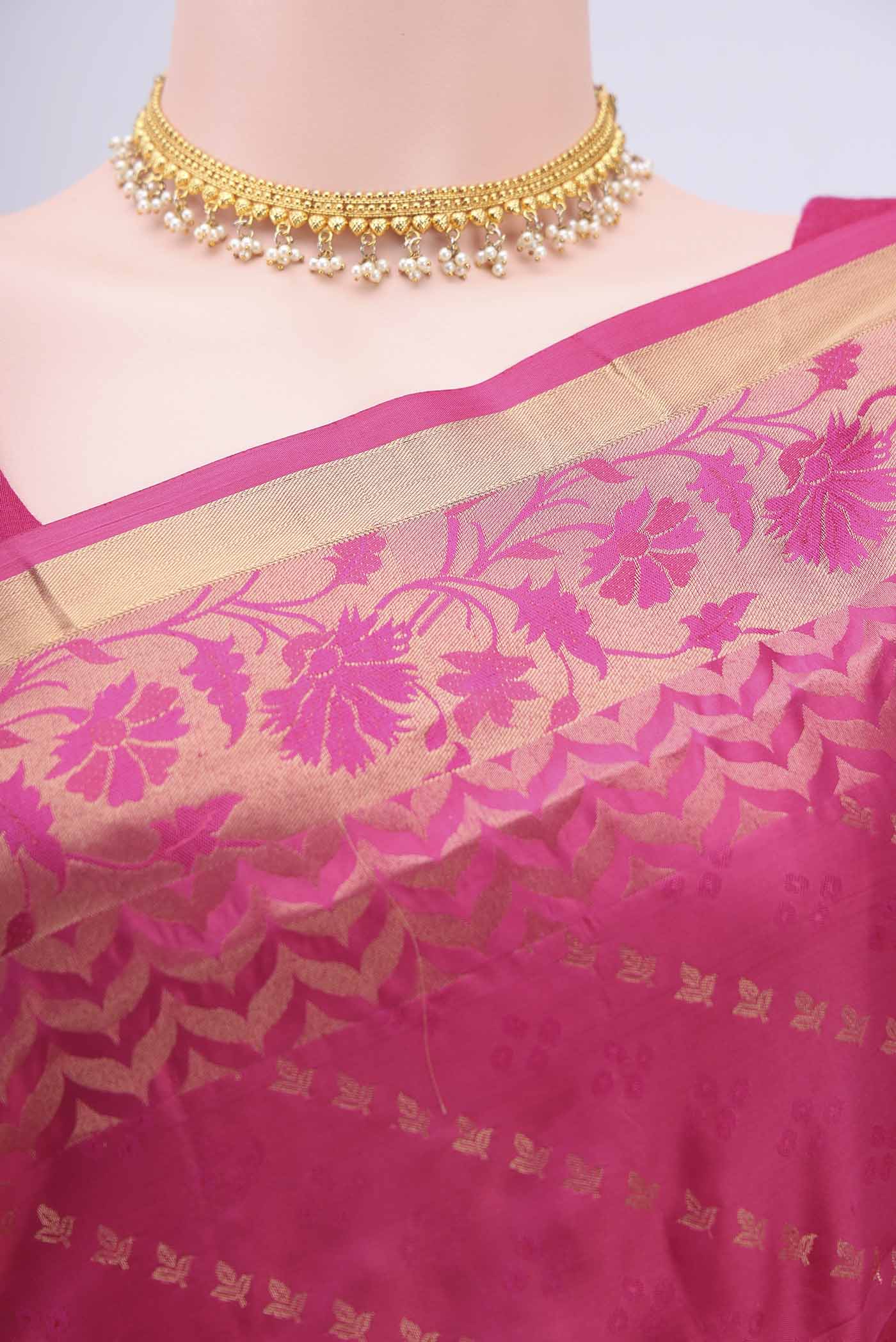 Pink Soft Silk Saree - Image 2