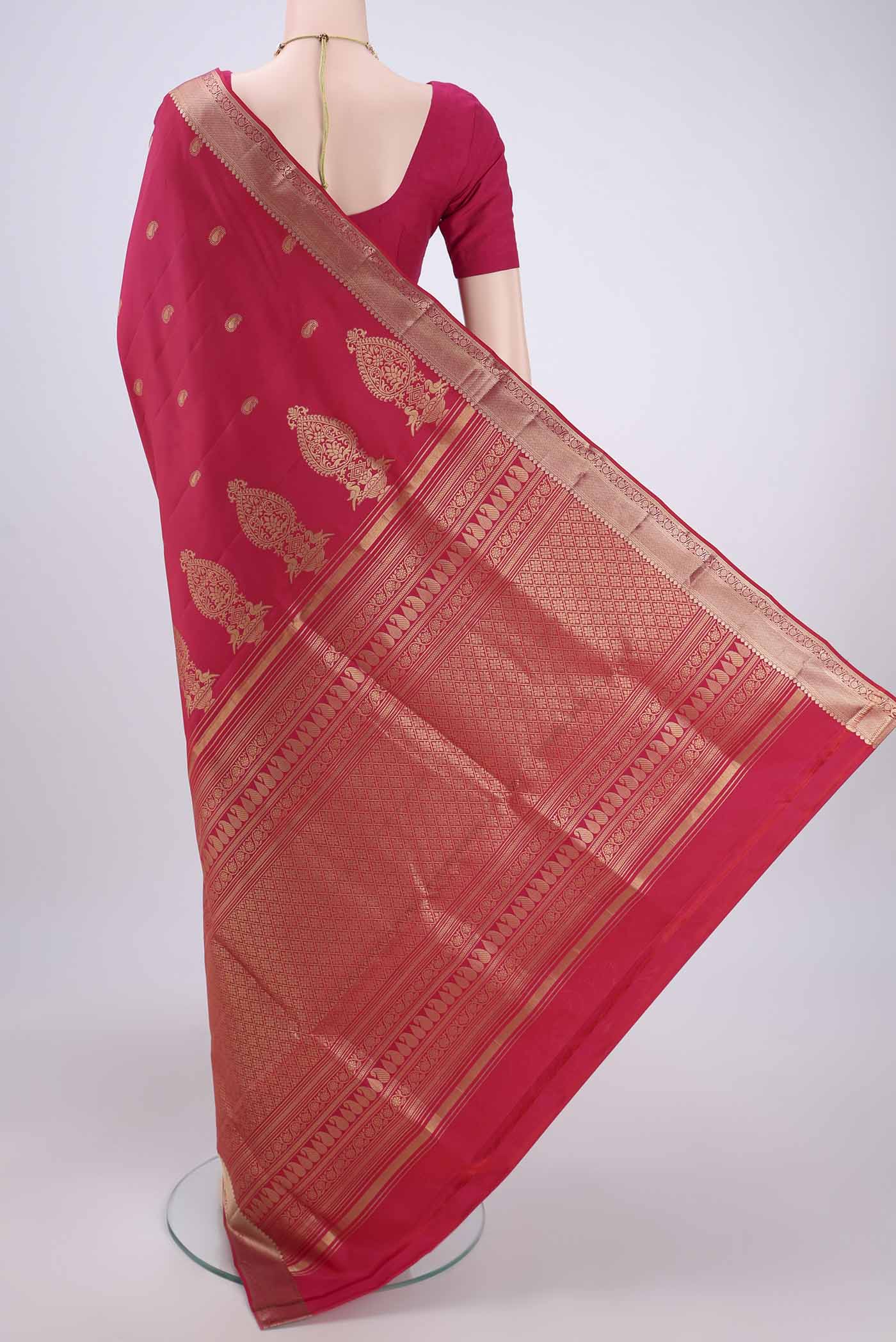 Pink Soft Silk Saree - Image 3