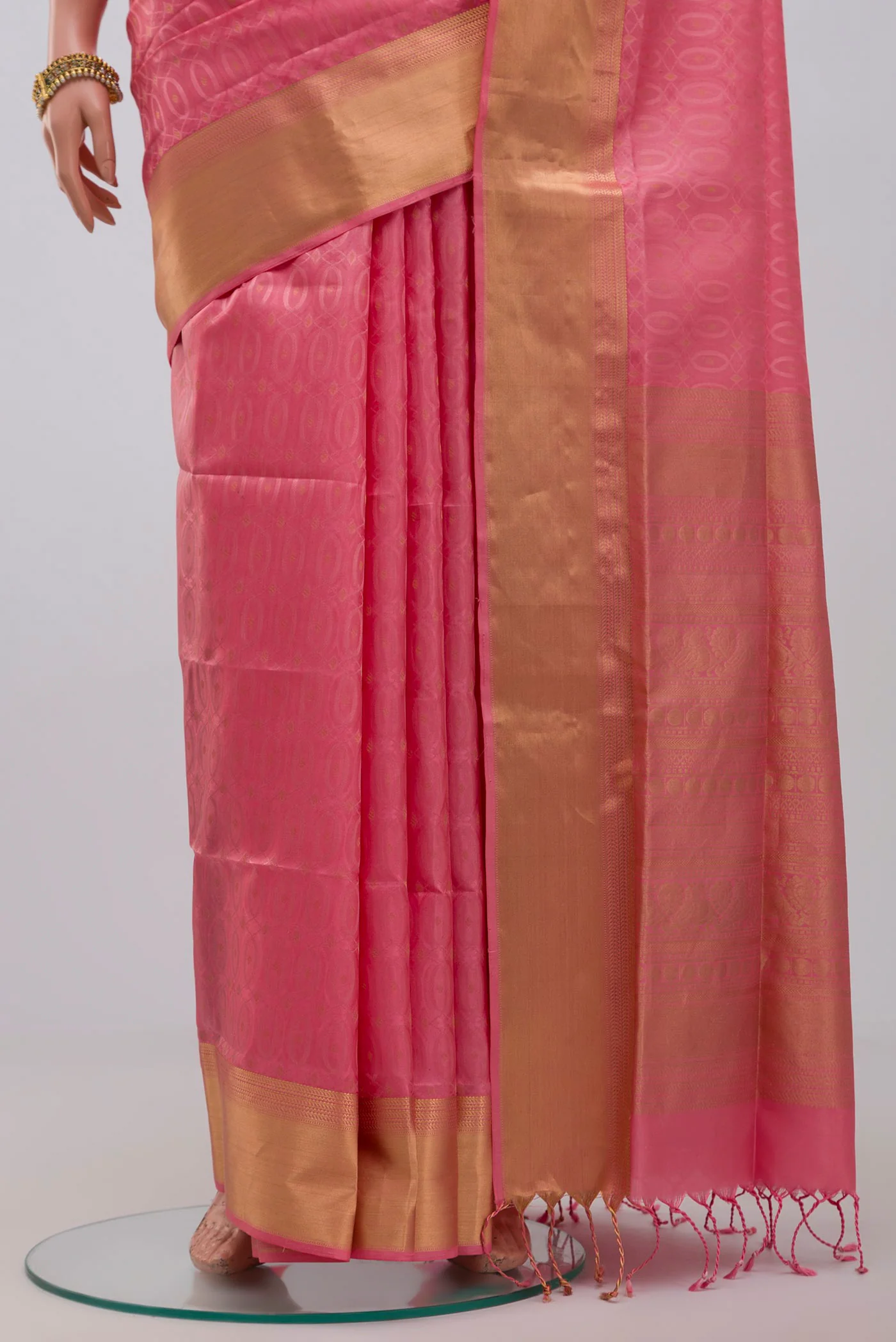 Rose pink Soft Silk Saree - Image 3