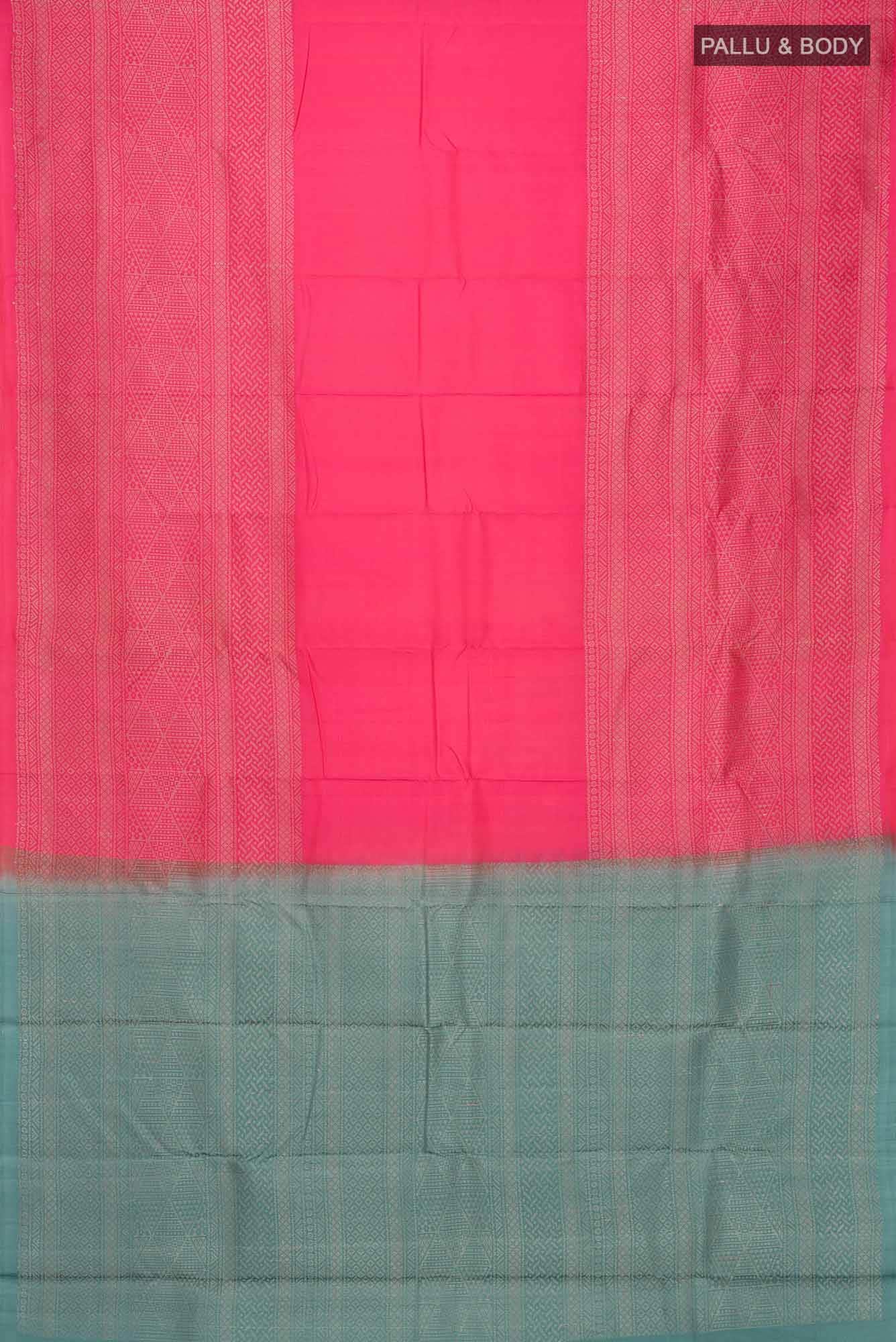 Pink Soft Silk Saree - Image 3