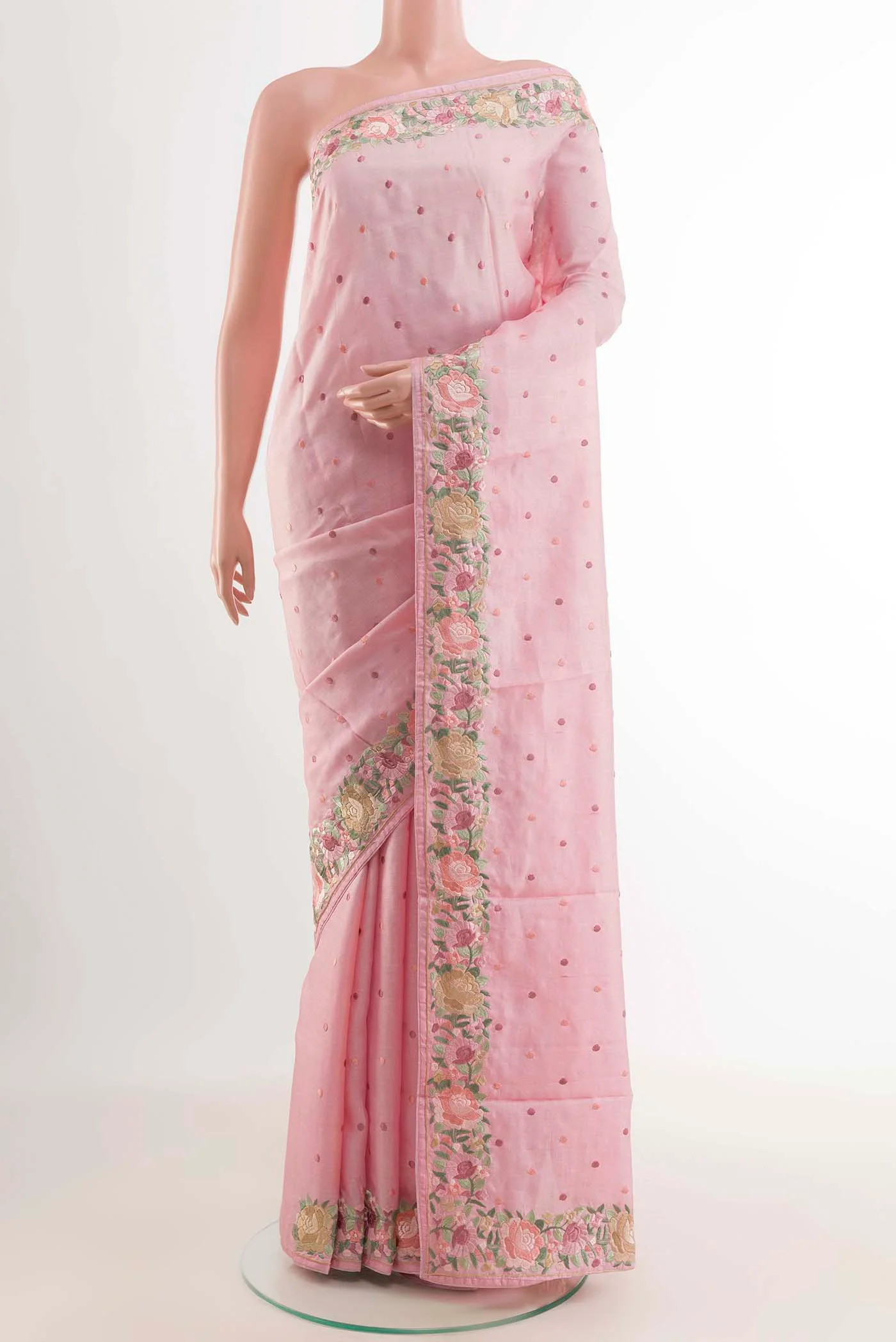 Pink Tussar Saree