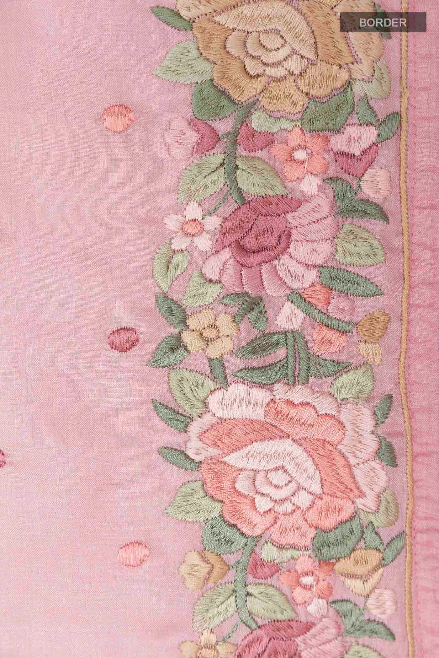 Pink Tussar Saree - Image 3