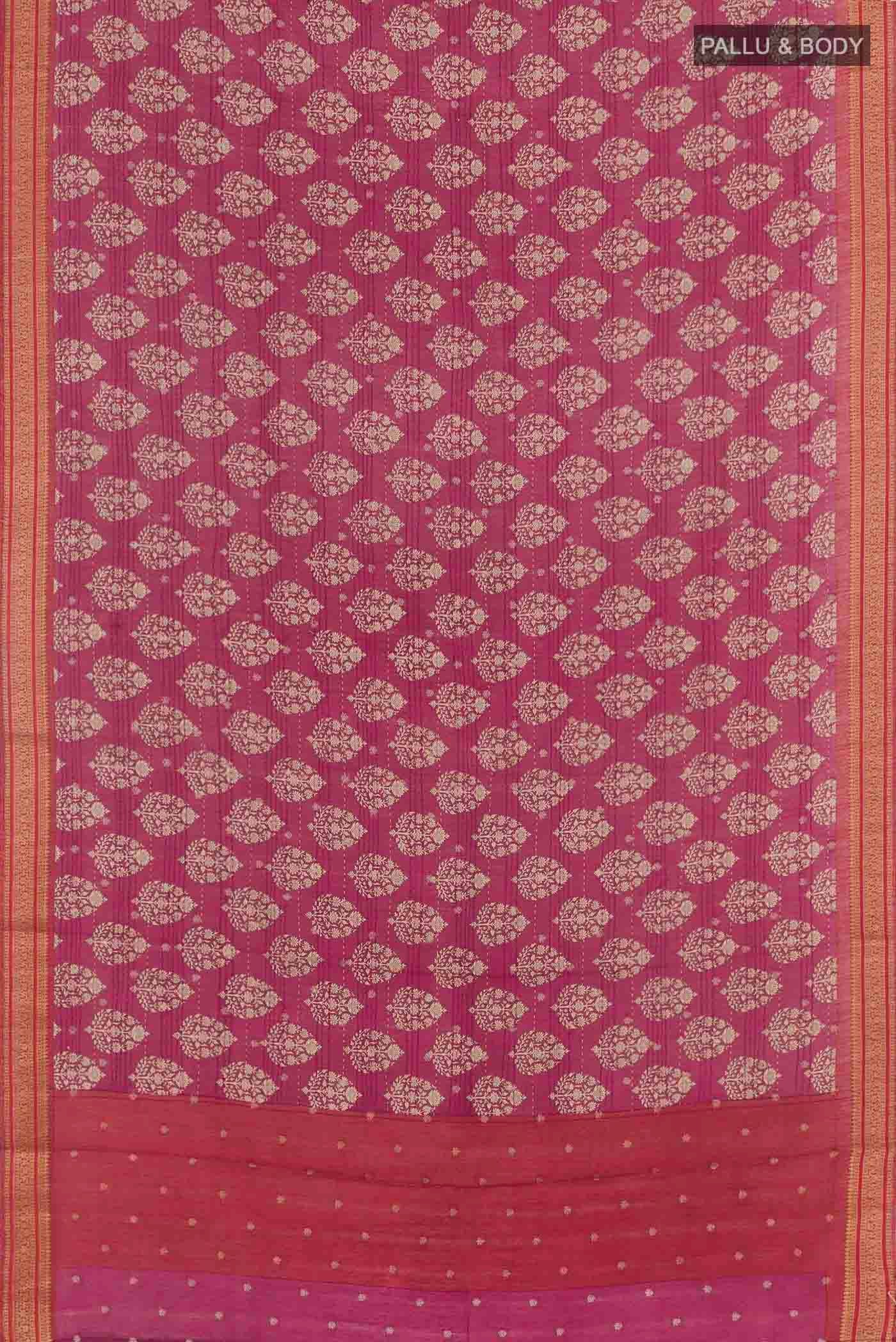 Pink Tussar Silk Saree - Image 3