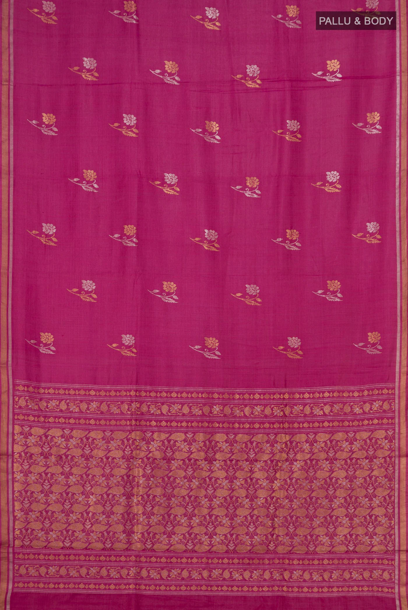 Light Magenta Tussar Silk Saree - Image 5