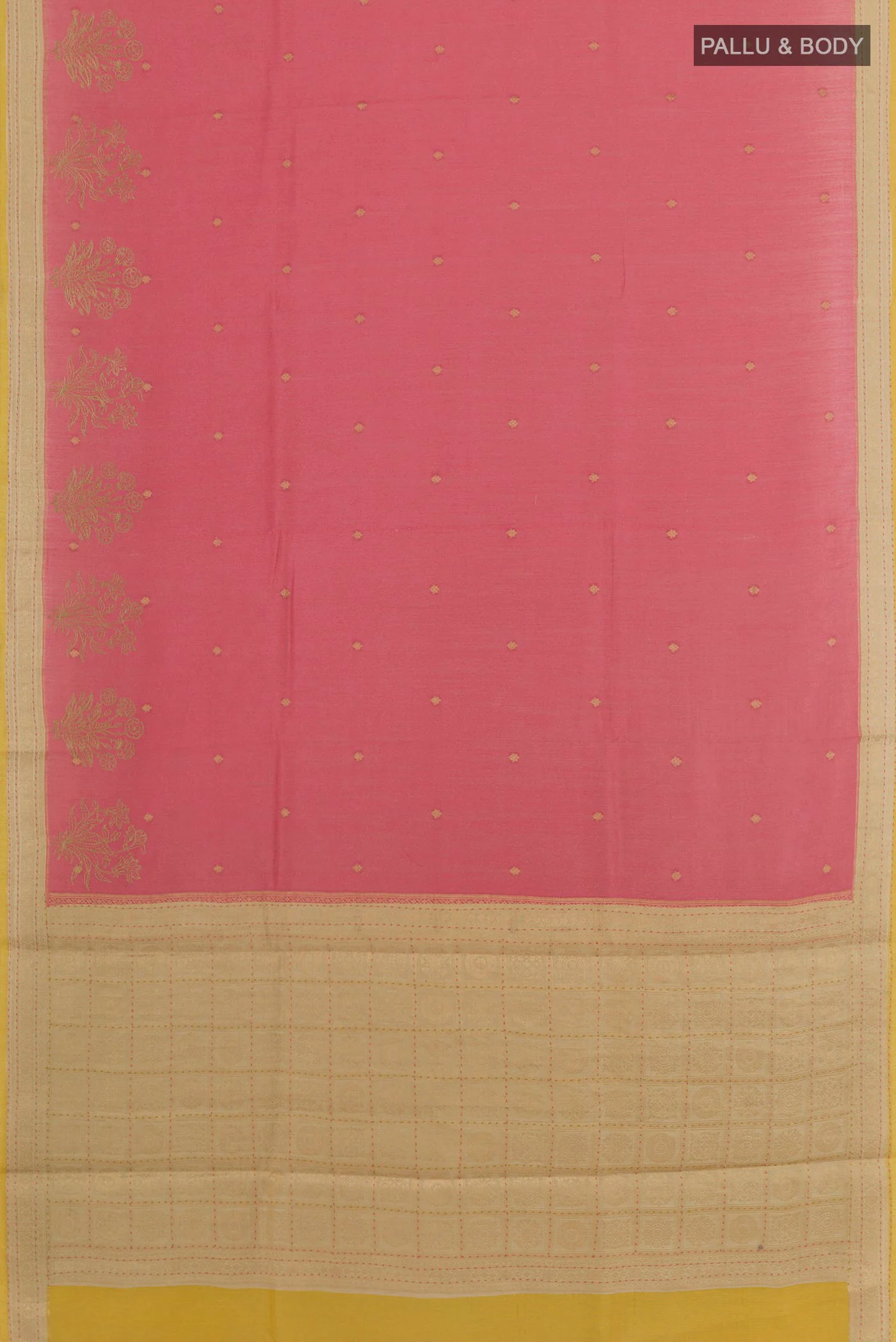 Pink Tussar Silk Saree - Image 3