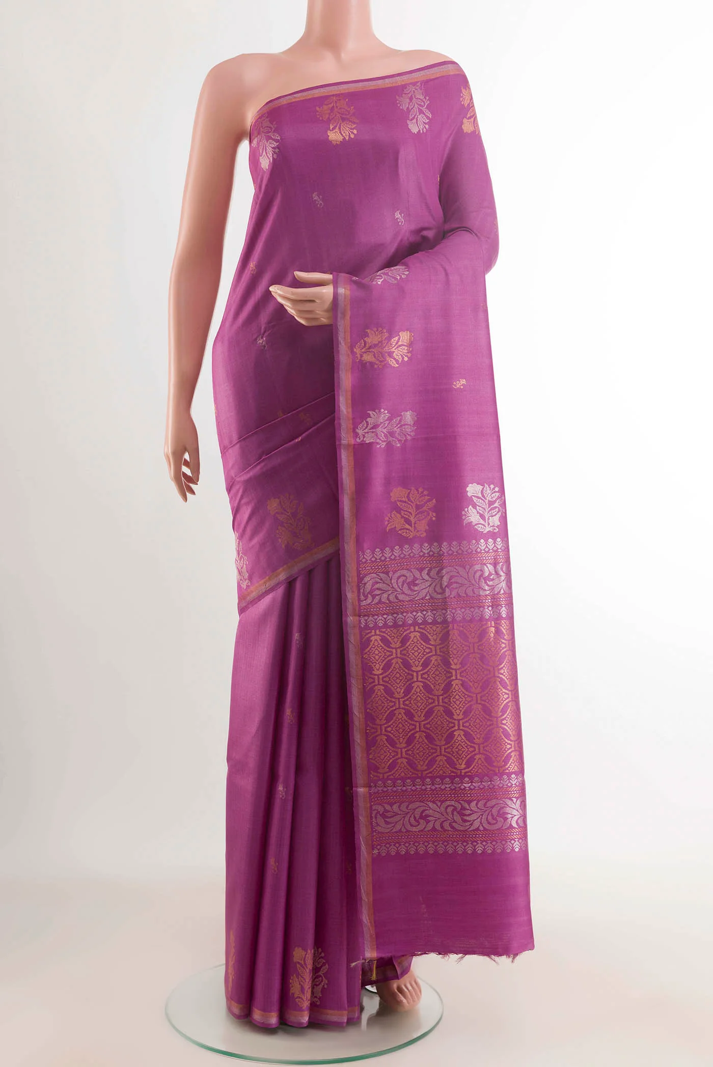 Purple Tussar Silk Saree