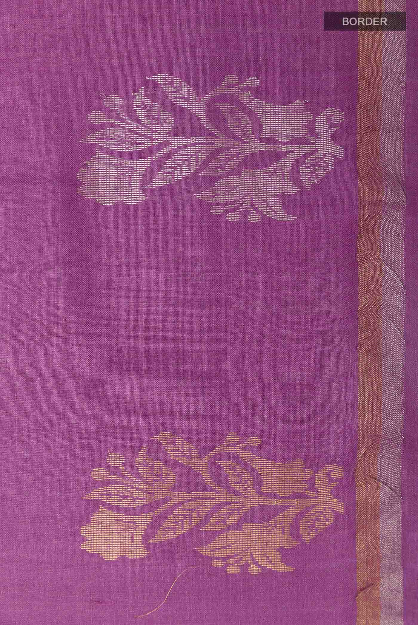 Purple Tussar Silk Saree - Image 3