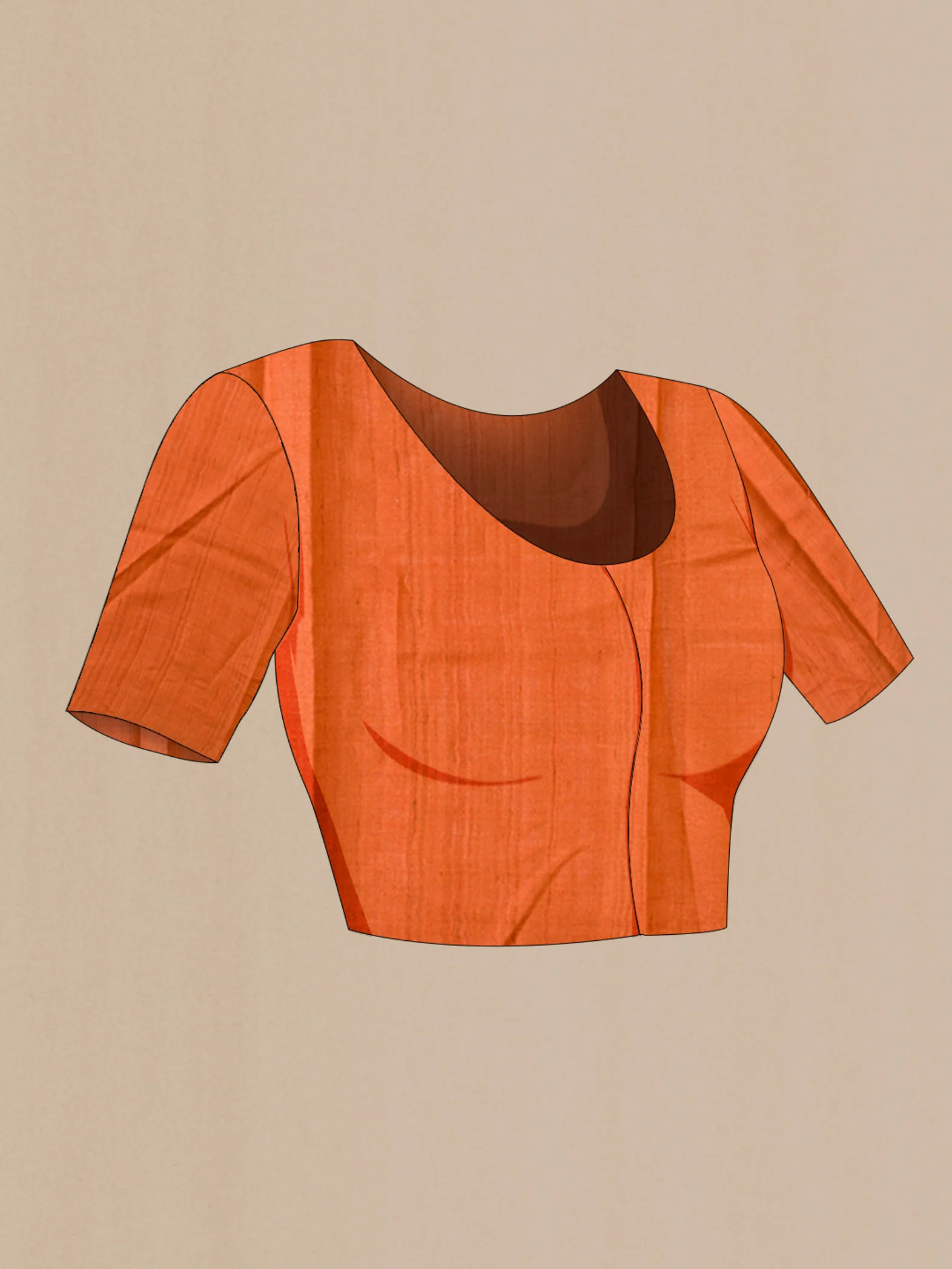 Rust Tussar Silk Saree - Image 4