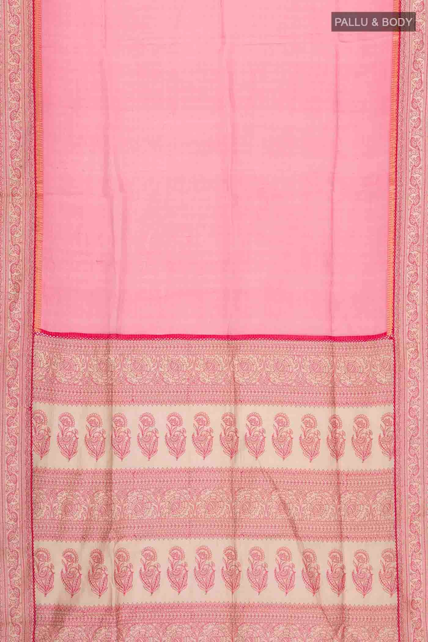 Pink Tussar Silk Saree - Image 5