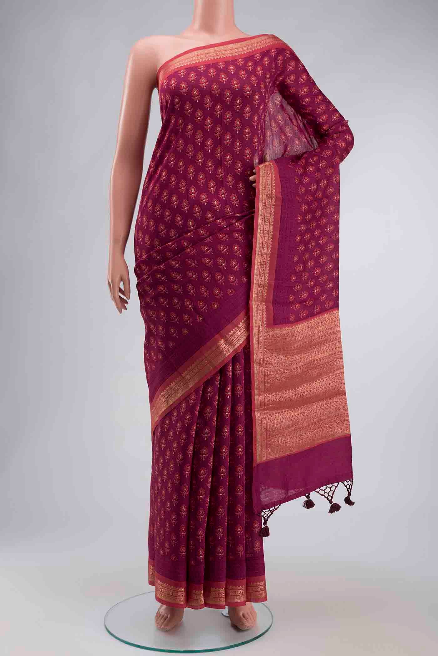 Pink Tussar Silk Saree
