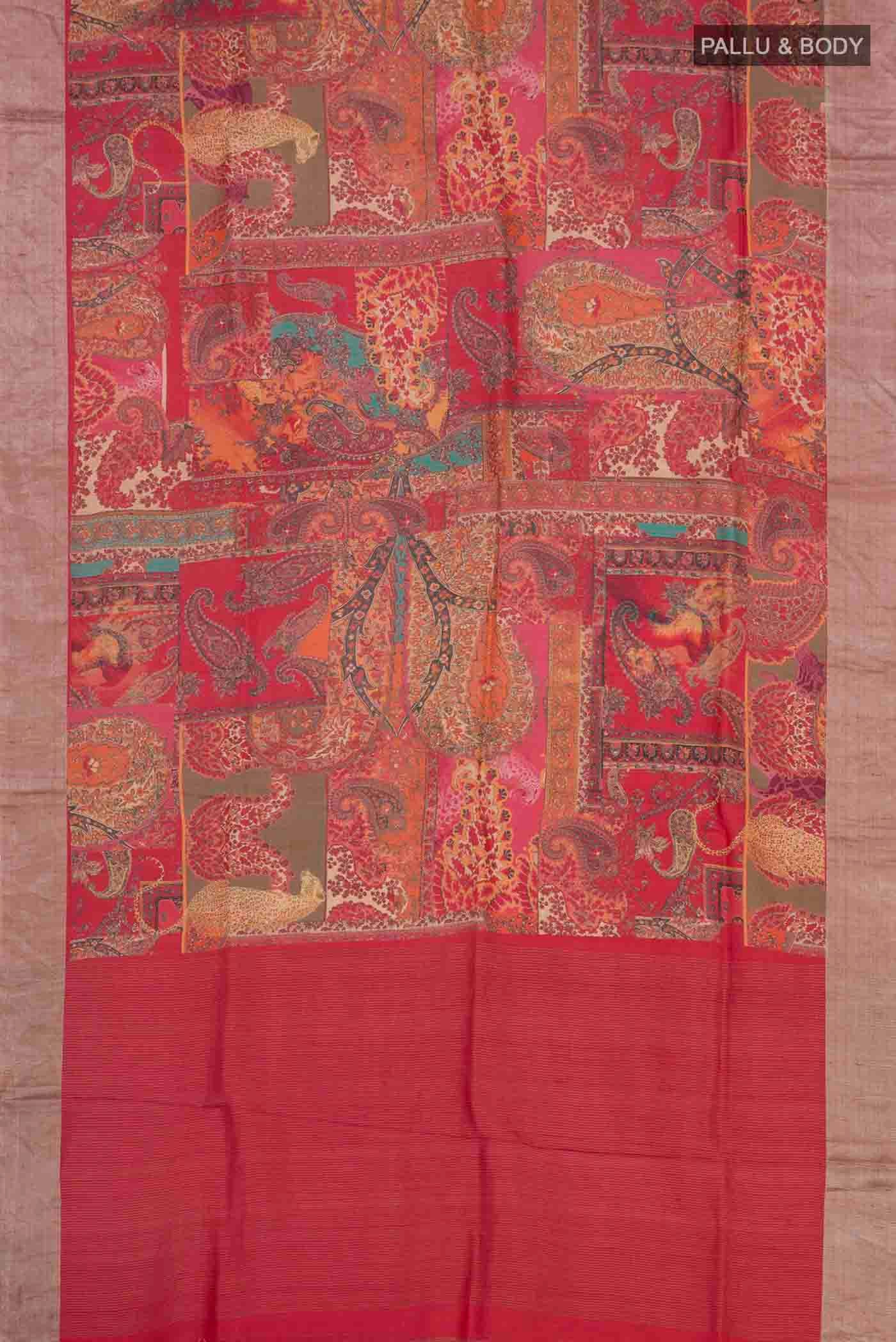 Pink Tussar Silk Saree - Image 5