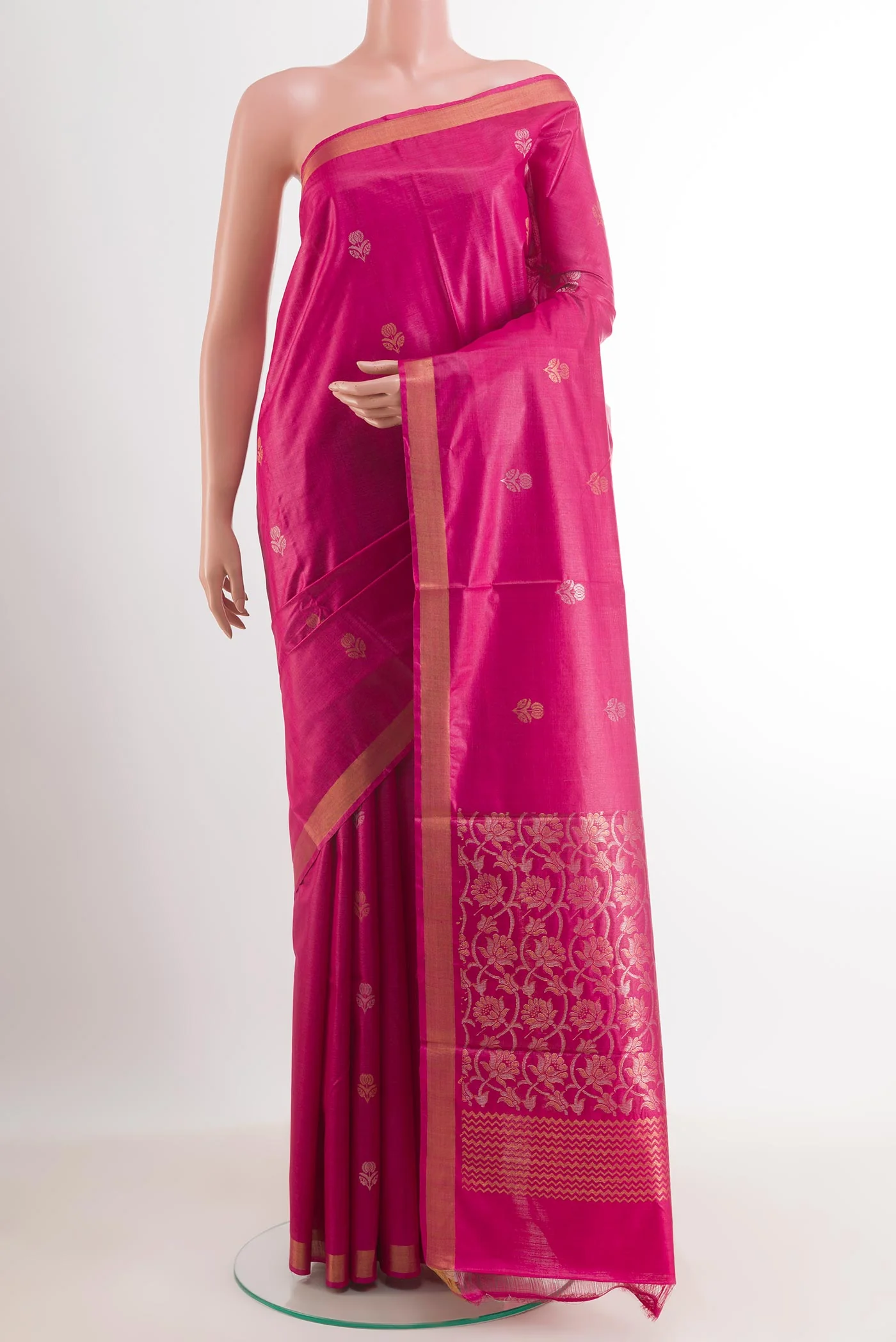 Pink Tussar Silk Saree