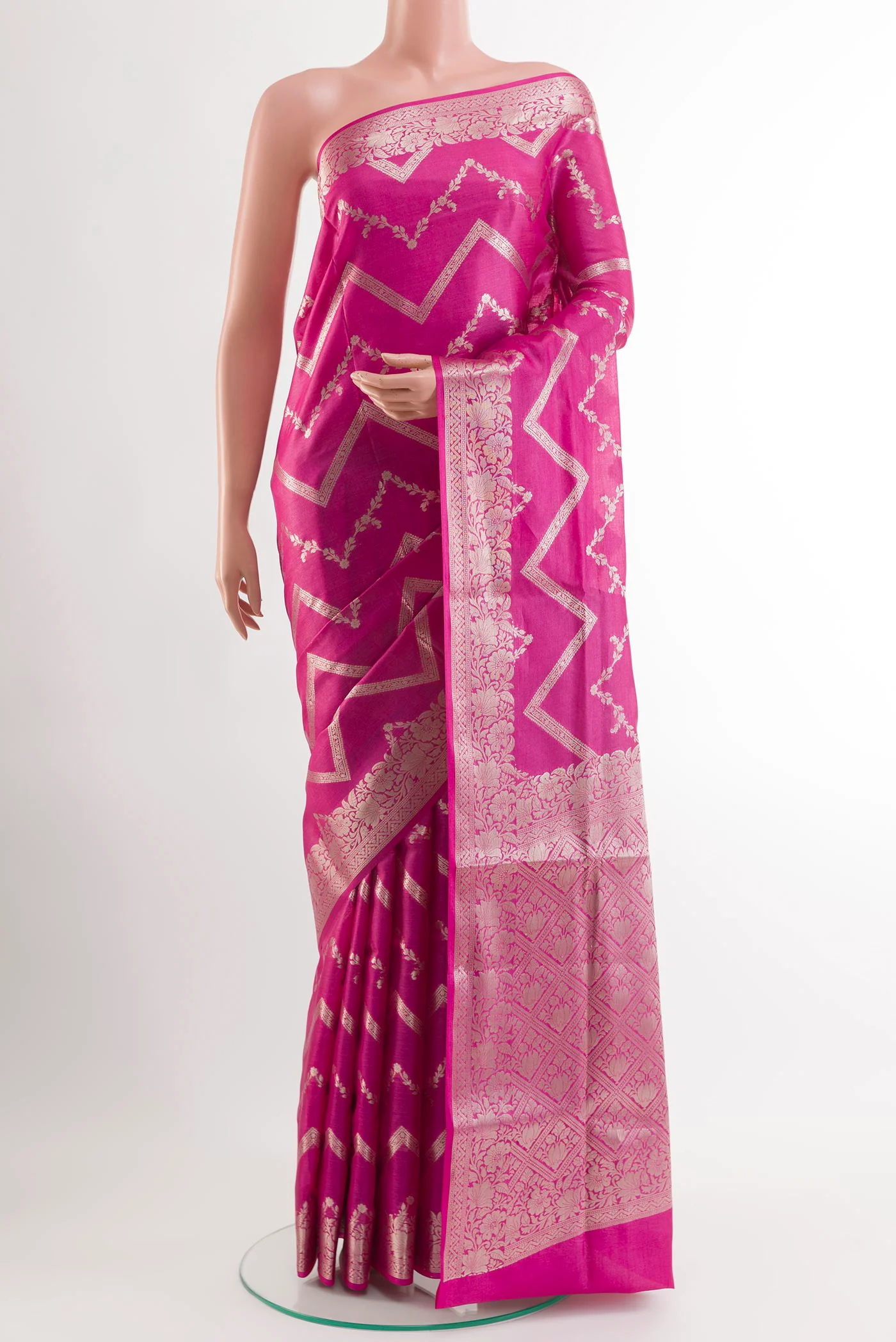 Rani Pink Tussar Silk Saree