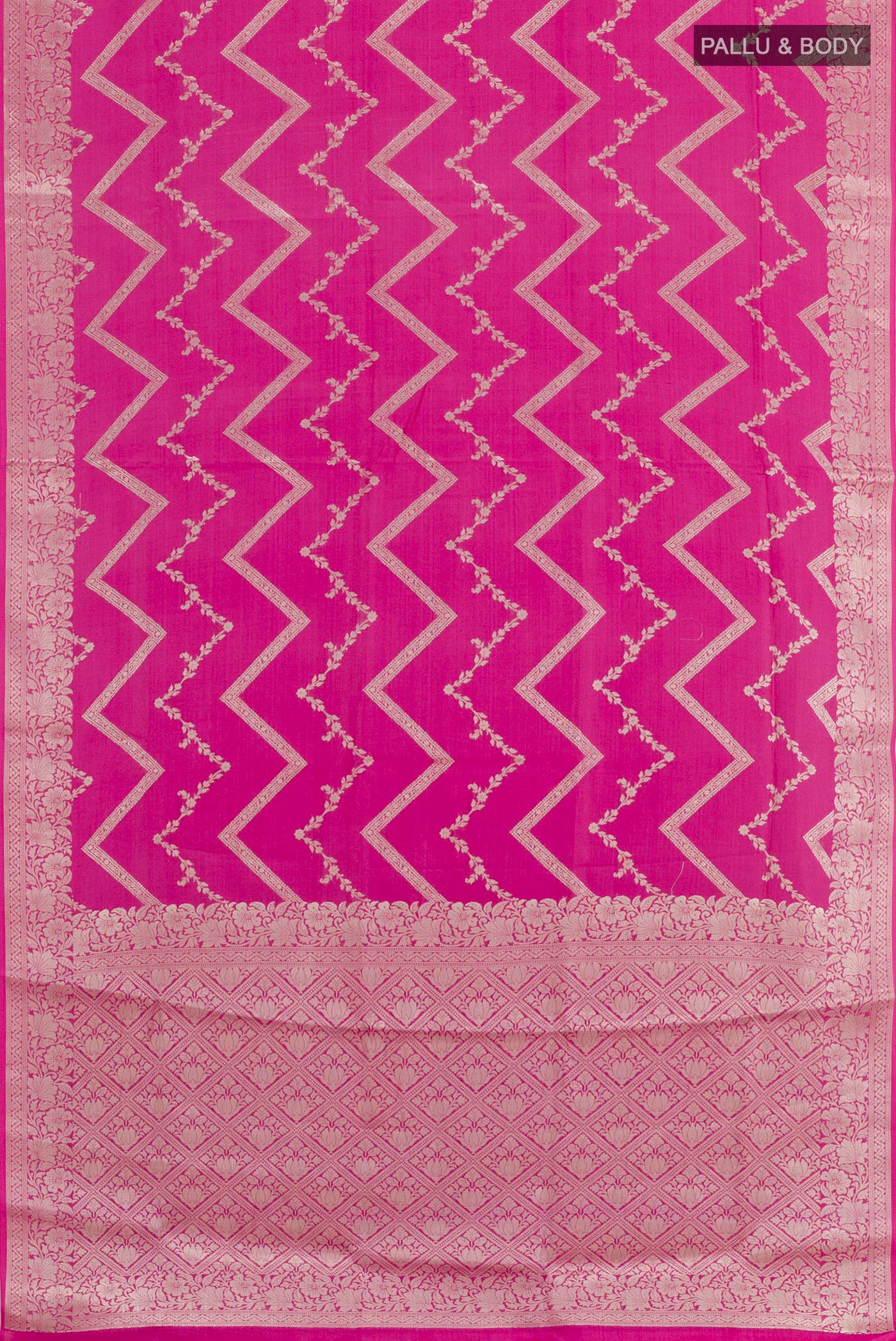 Rani Pink Tussar Silk Saree - Image 3