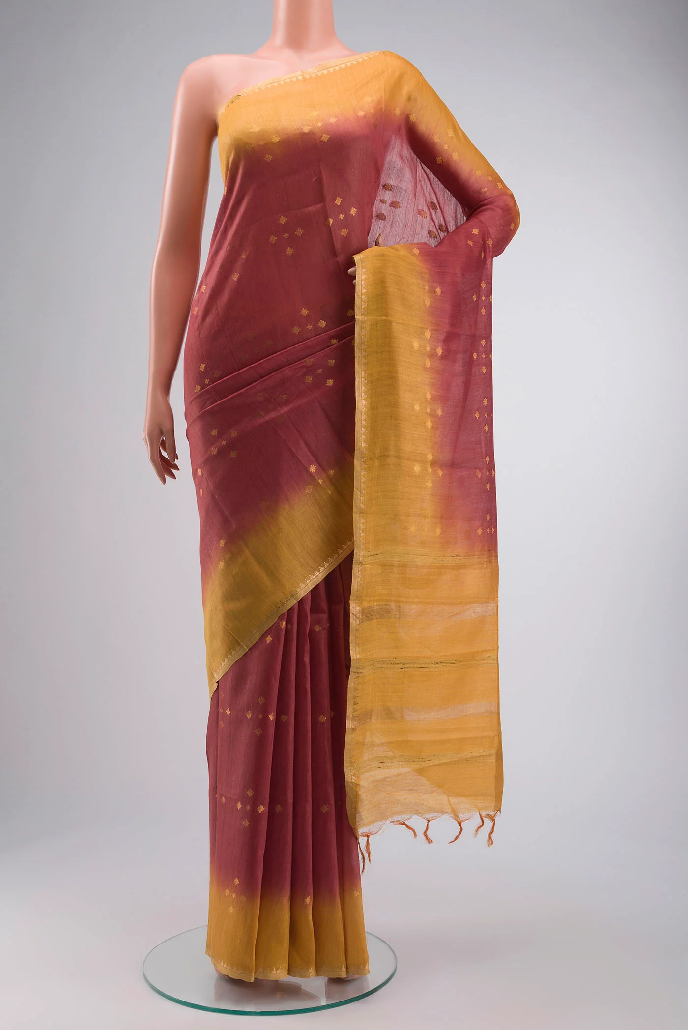 Pink Tussar Silk Saree