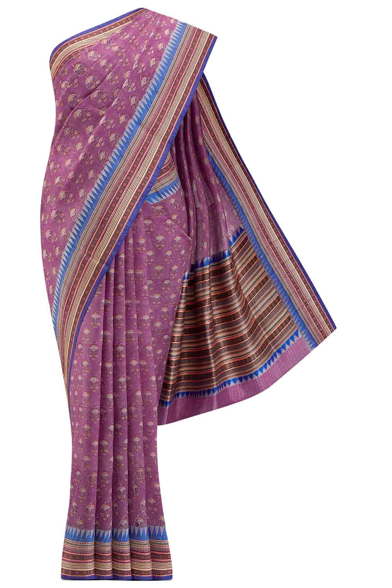 Magenta Tussar Silk Saree