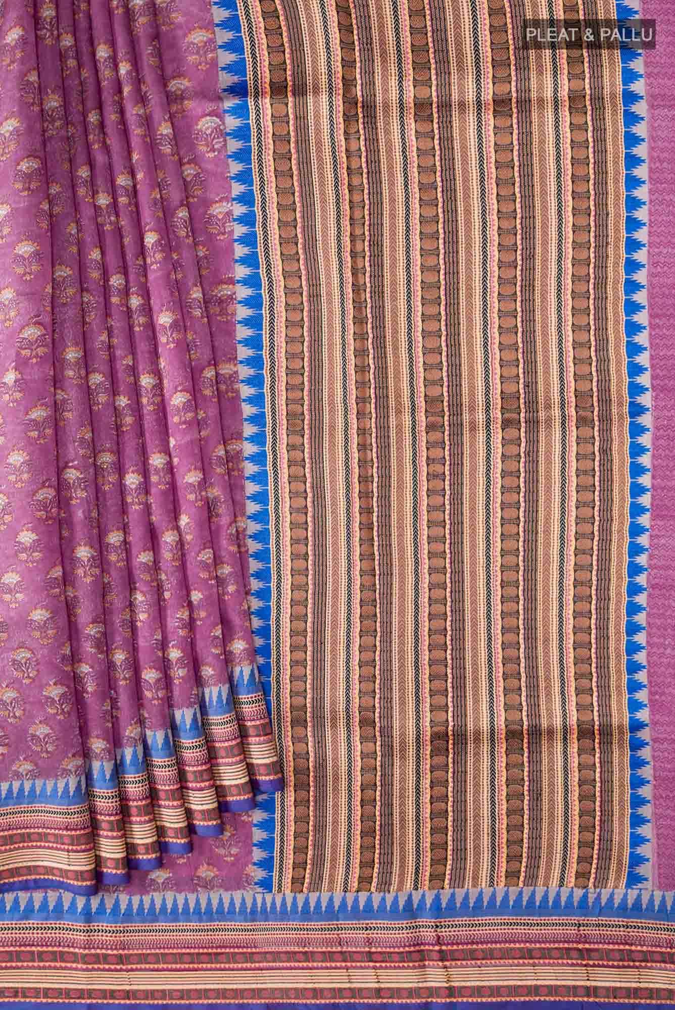 Magenta Tussar Silk Saree - Image 2