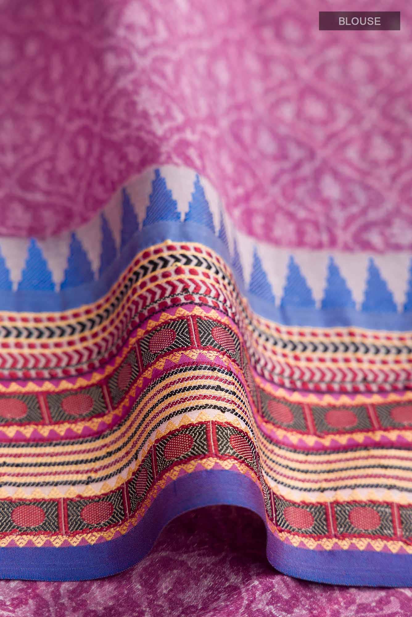 Magenta Tussar Silk Saree - Image 4
