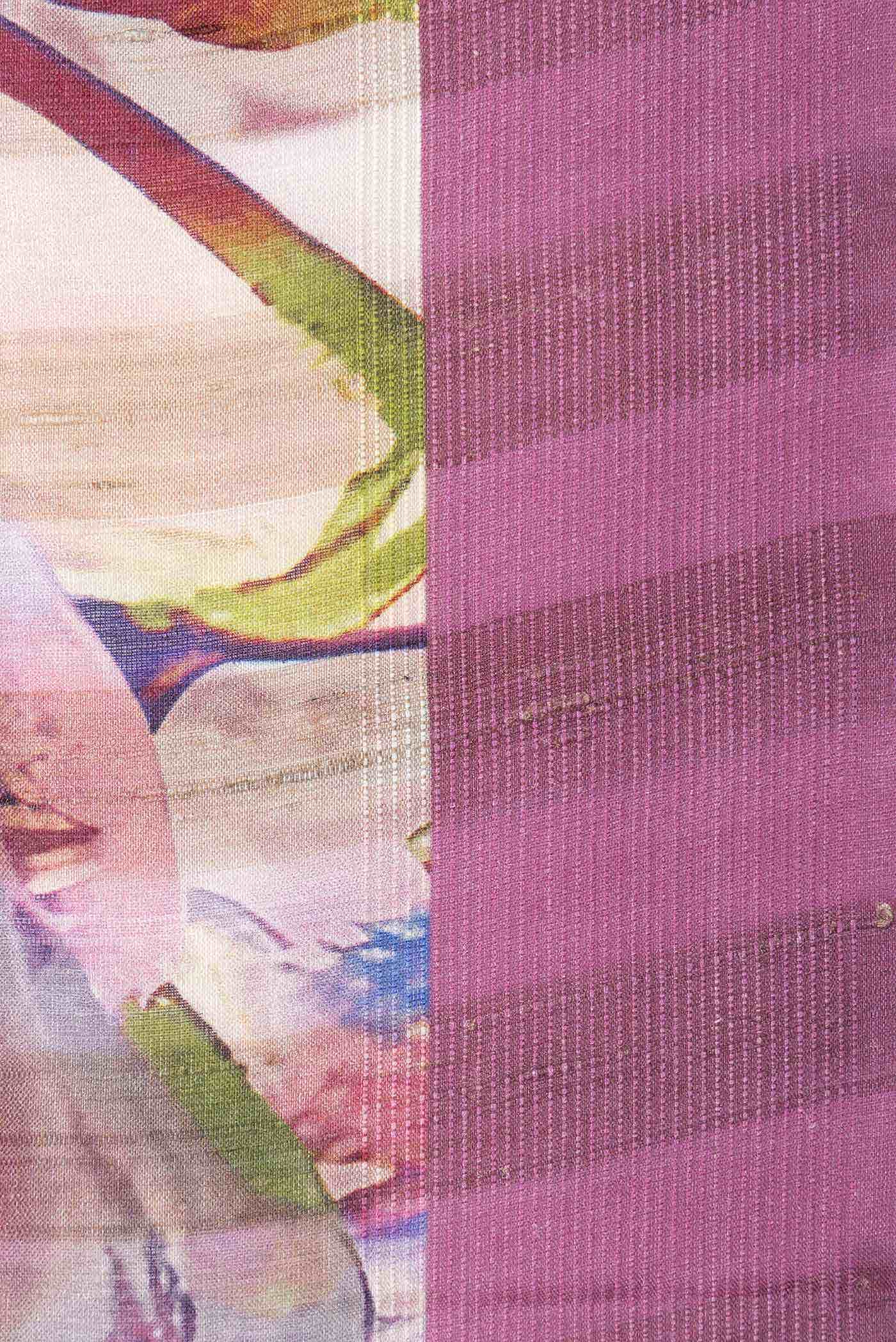 Mauve Tussar Silk Saree - Image 3