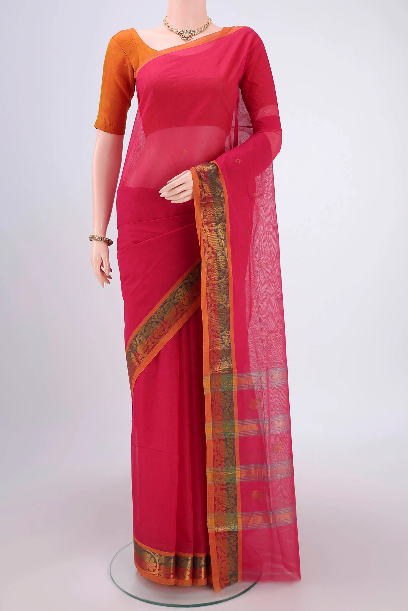 Pink Venkatagiri Cotton Saree