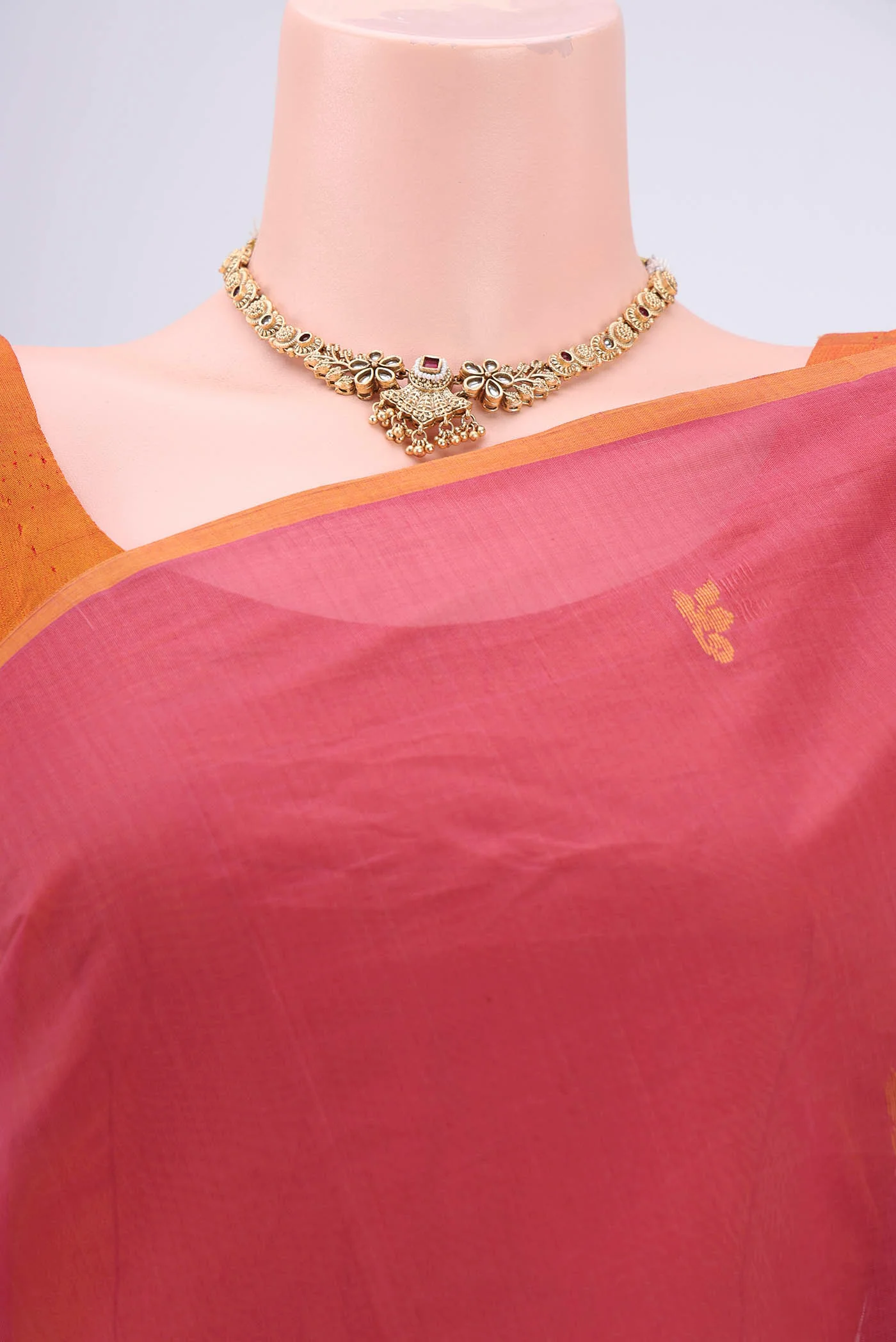 Pink Venkatagiri Cotton Saree - Image 2