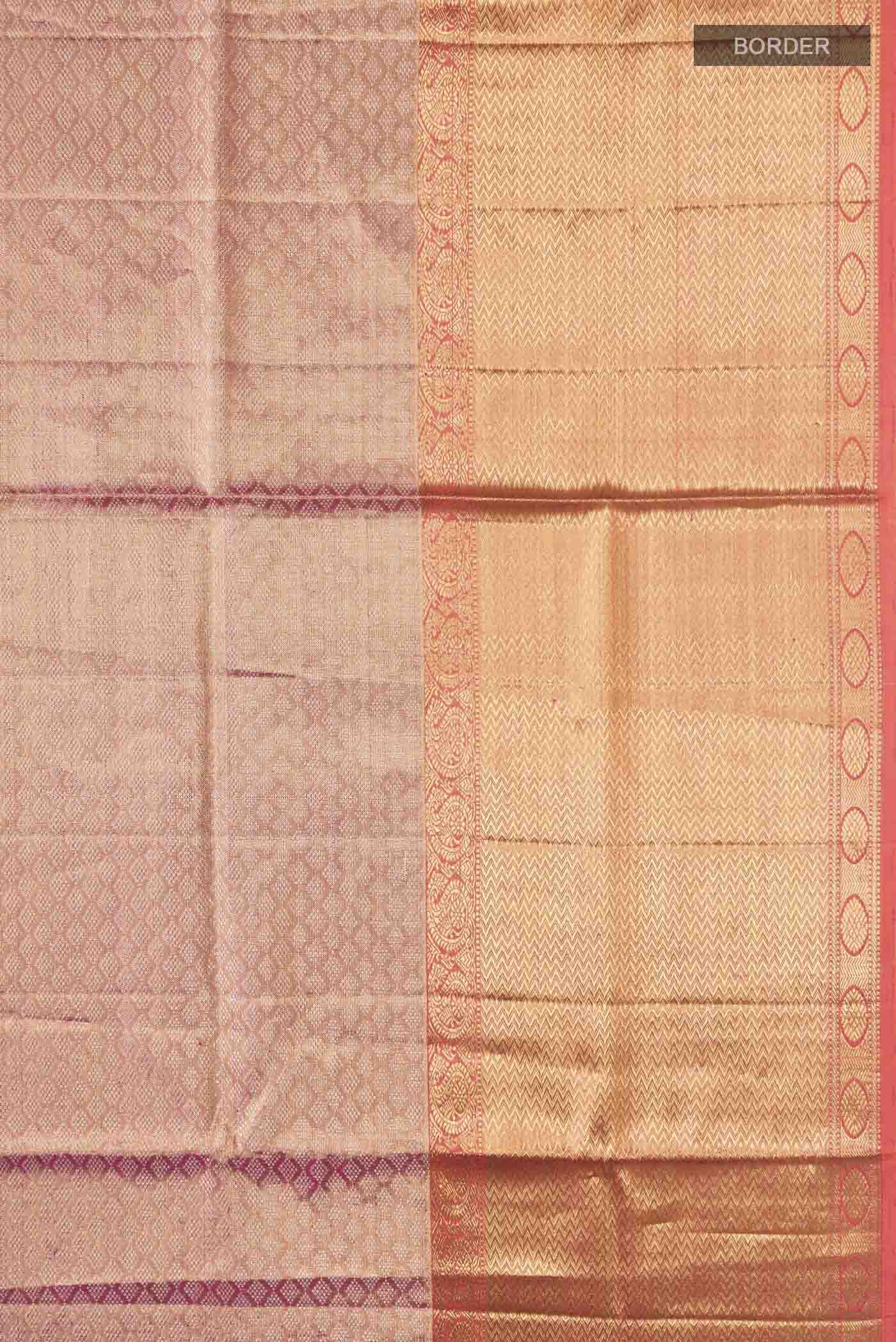 Pink with Gold Color Kanjivaram Tissue Silk Saree - Image 3