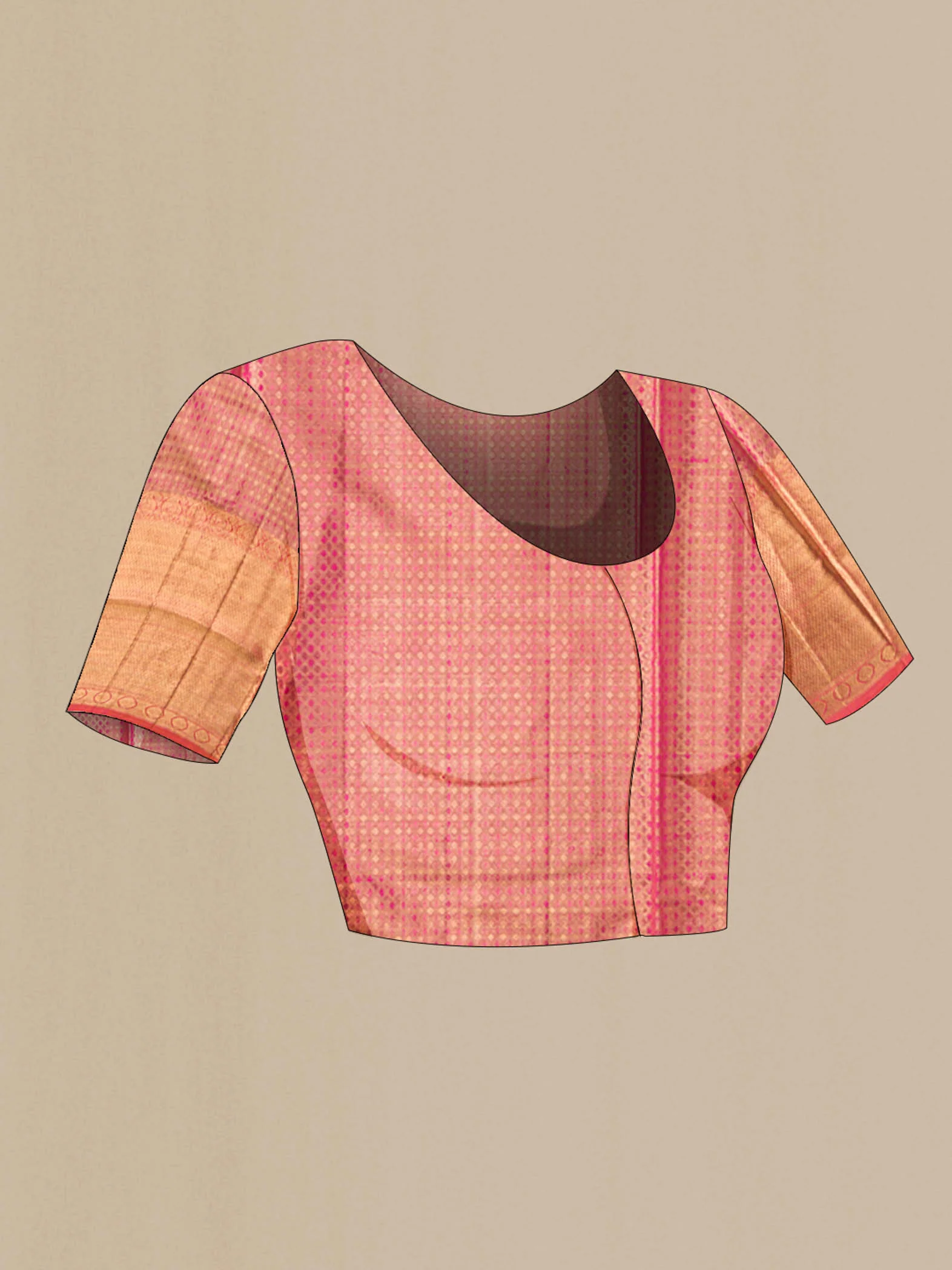 Pink with Gold Color Kanjivaram Tissue Silk Saree - Image 5