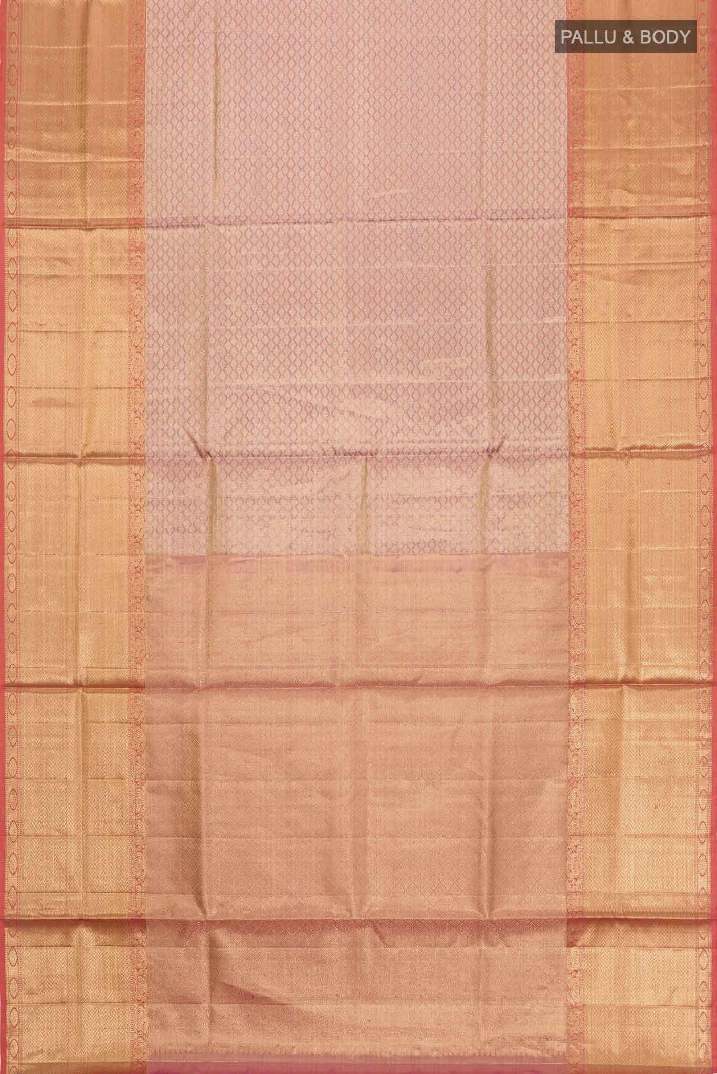 Pink with Gold Color Kanjivaram Tissue Silk Saree - Image 6