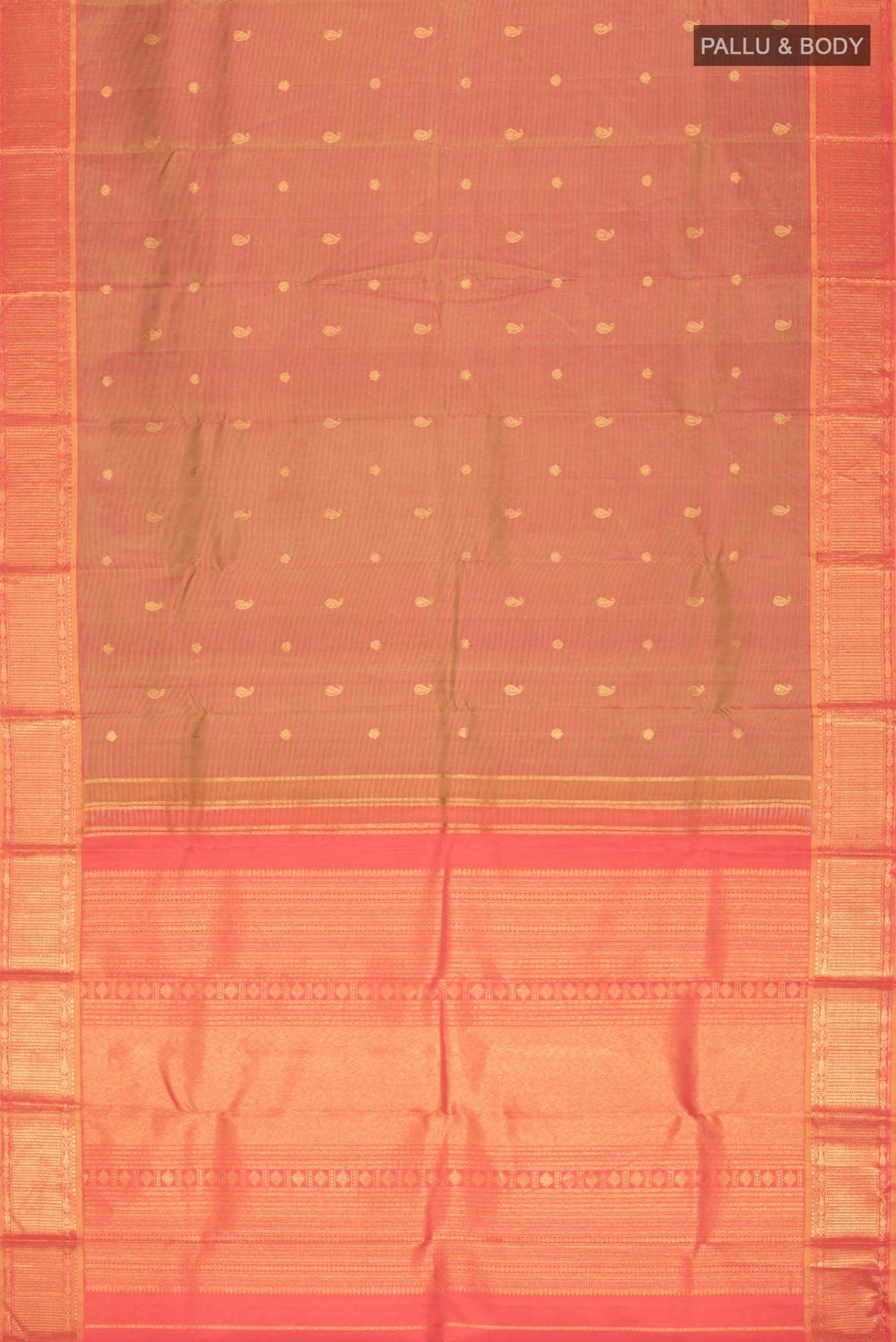 Pink with Mustard Dual Tone Kanchipuram Silk Saree - Image 8
