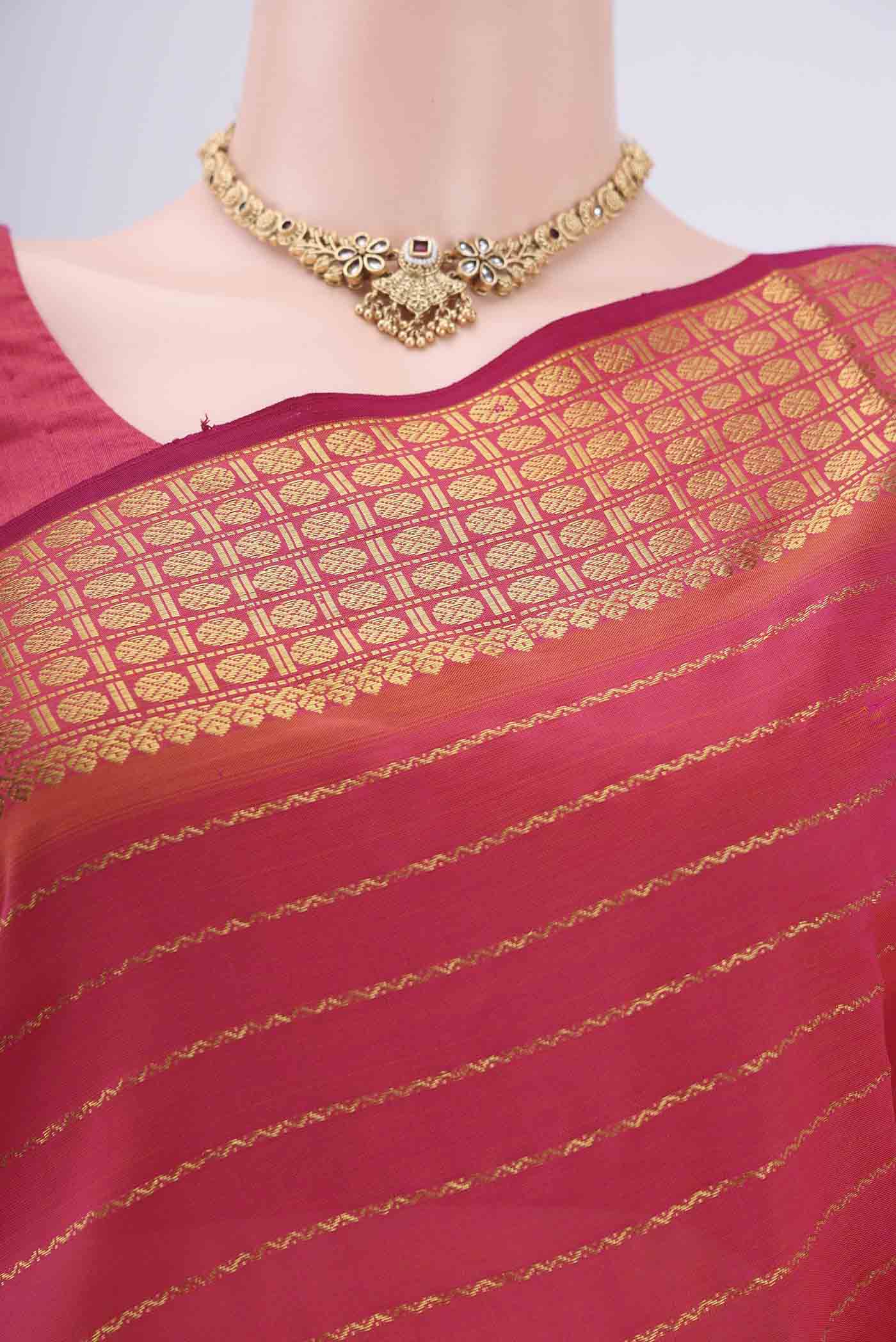 Pink with Orange Color Blended Poly Cotton Saree - Image 2