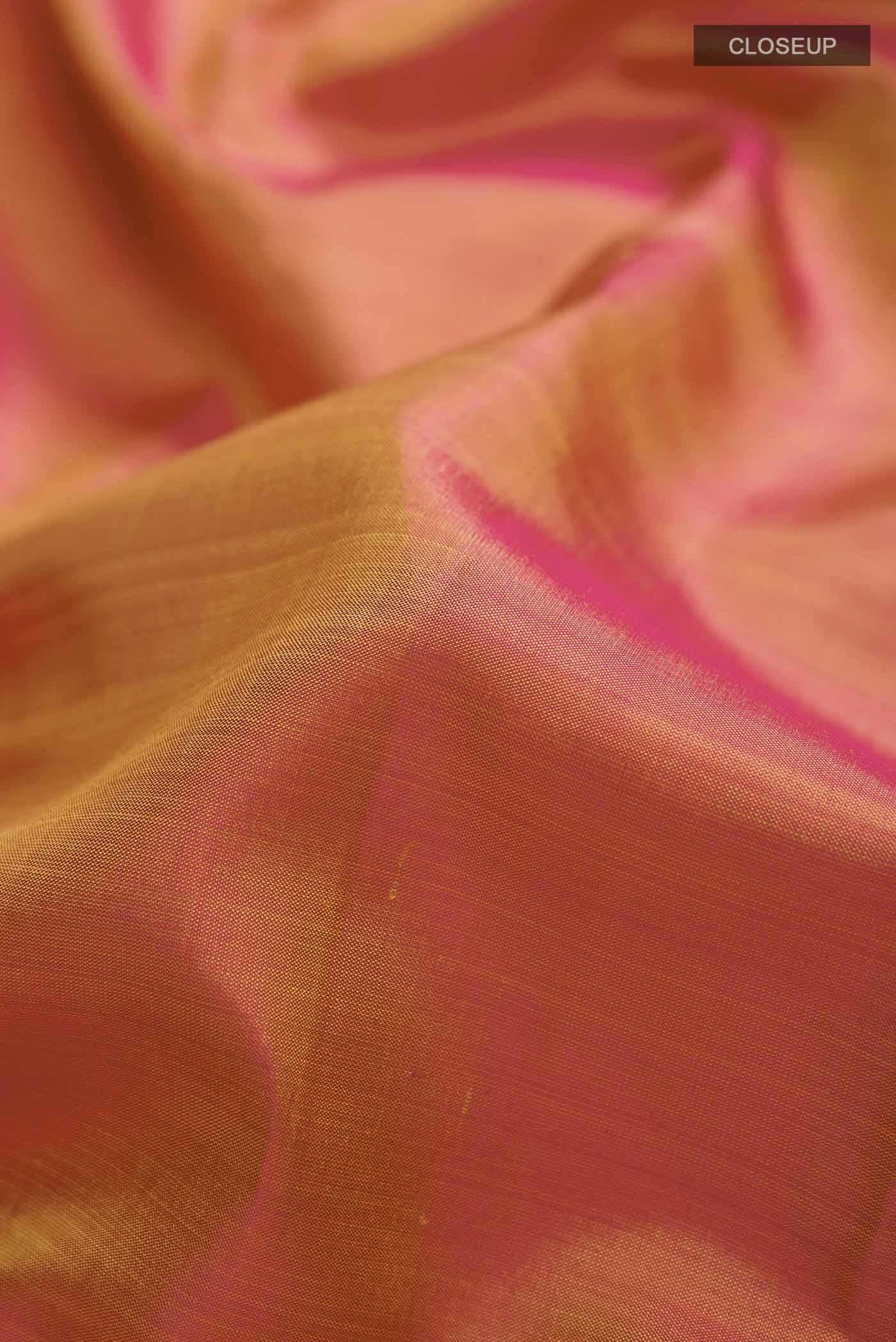 Pink with Yellow Color Kanjivaram Silk Saree - Image 2