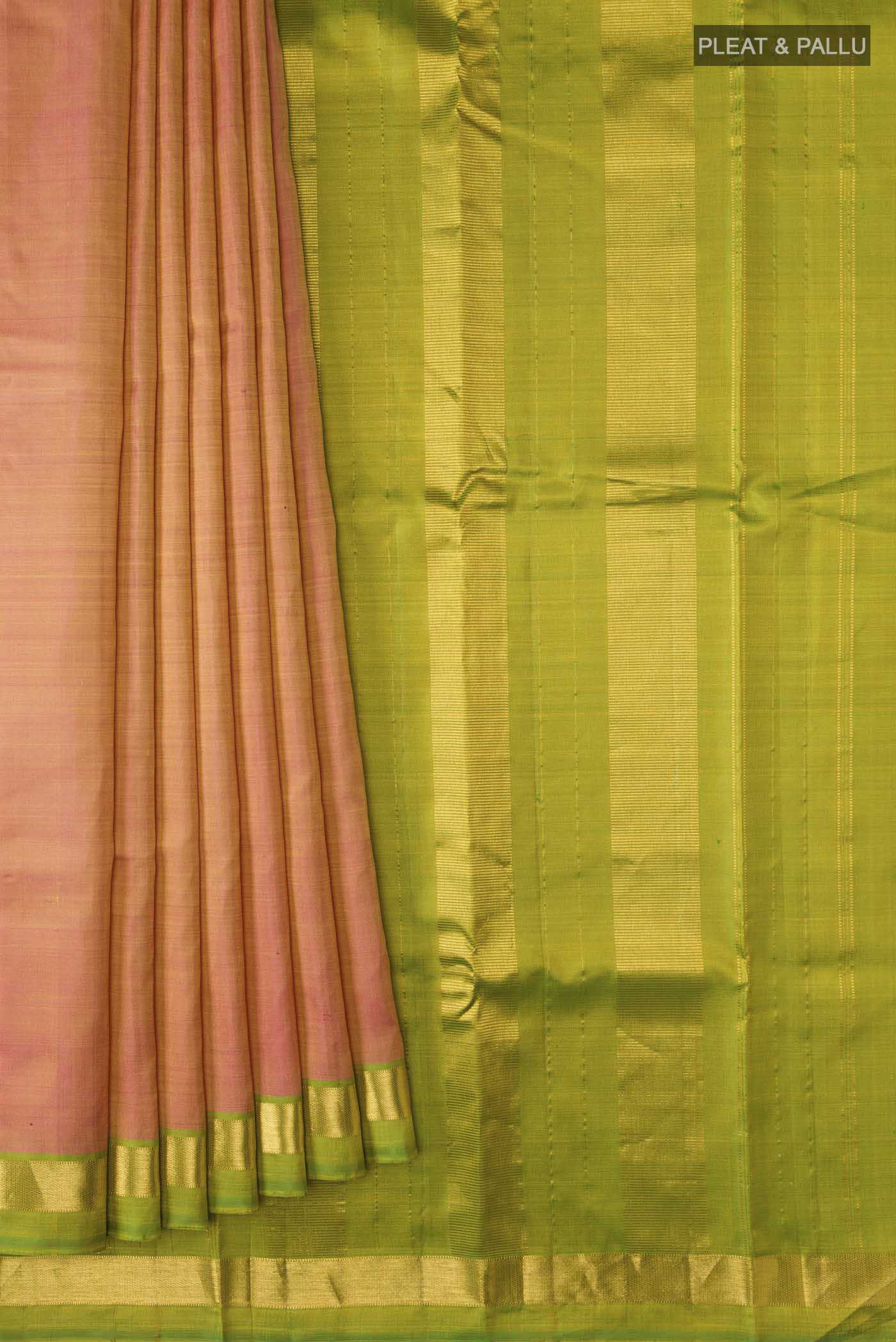 Pink with Yellow Color Kanjivaram Silk Saree - Image 4