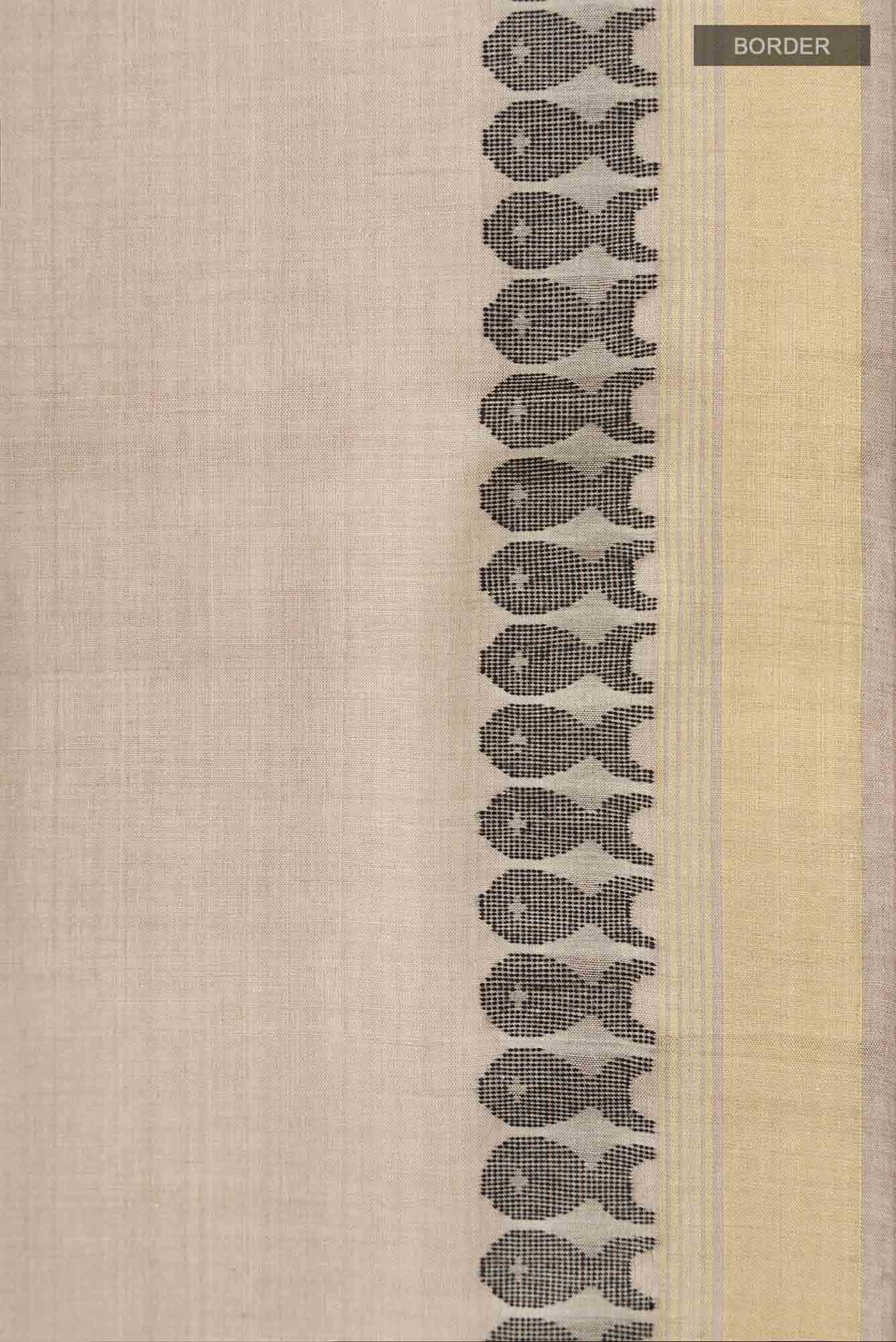 Pisces in Paris-Light Brown Bhagalpuri Tussar Silk Saree - Image 7