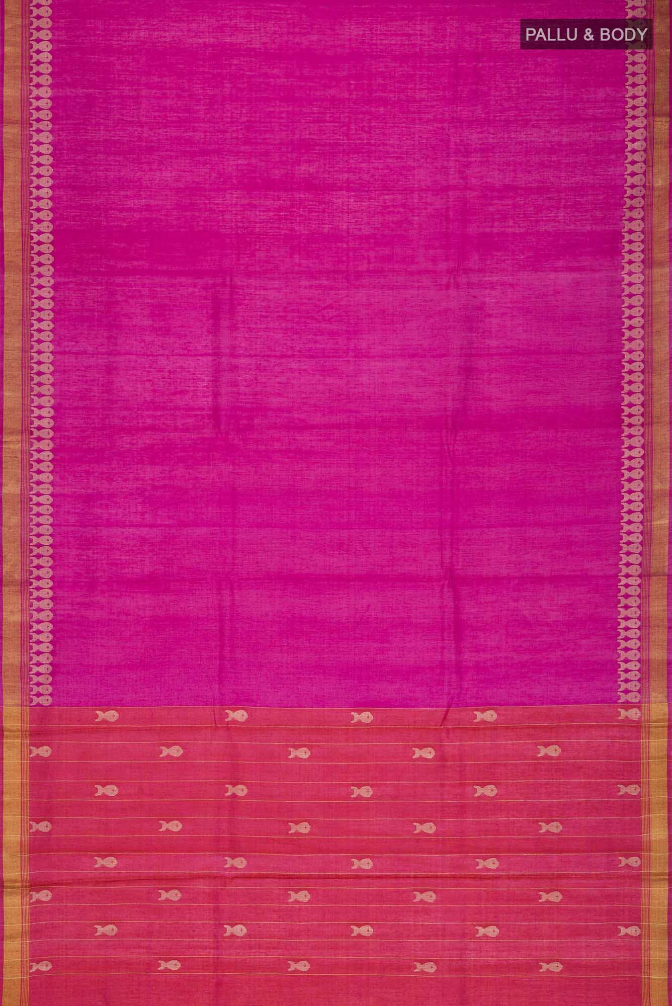 Pisces in Paris-Magenta Bhagalpuri Tussar Silk Saree - Image 10