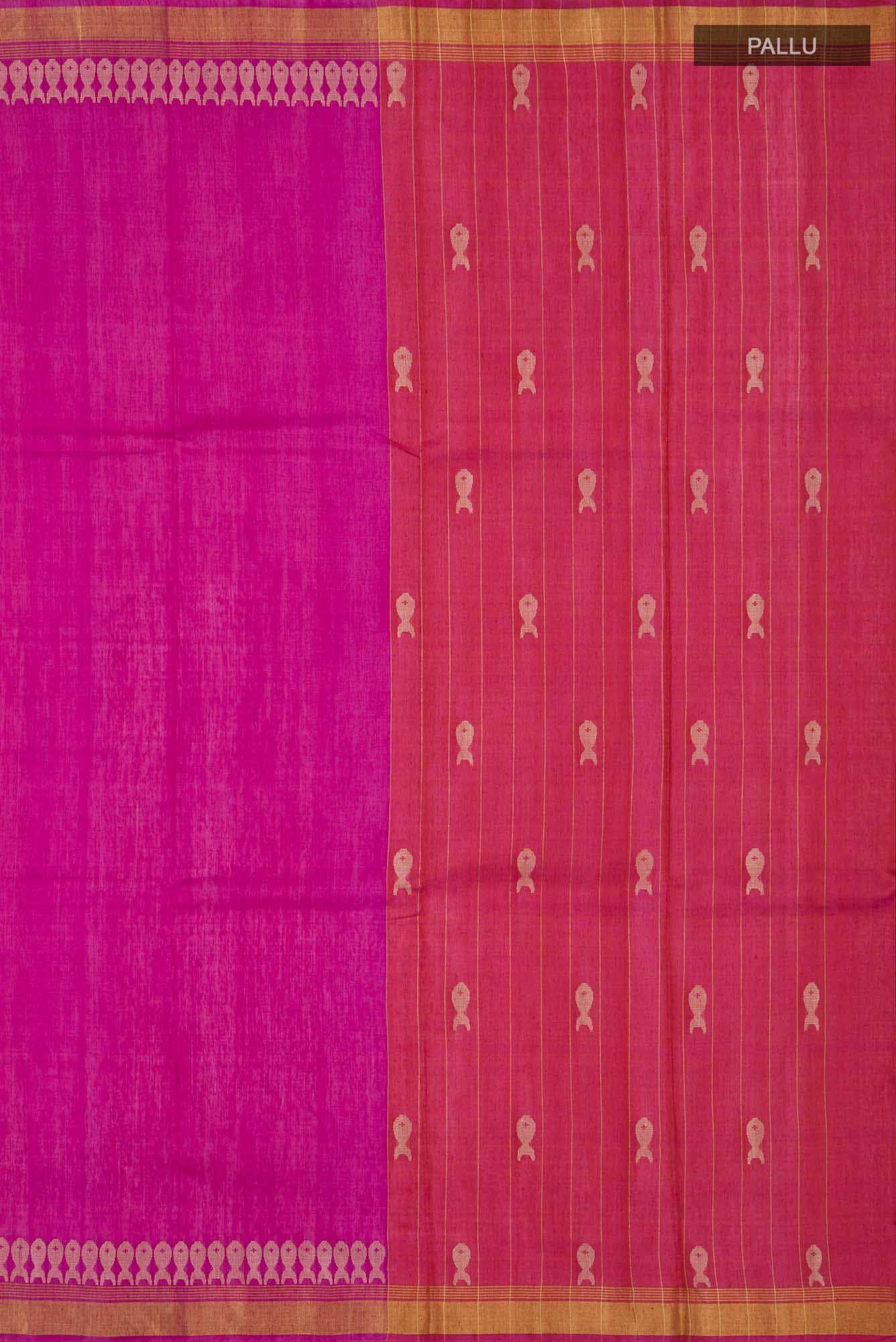 Pisces in Paris-Magenta Bhagalpuri Tussar Silk Saree - Image 5