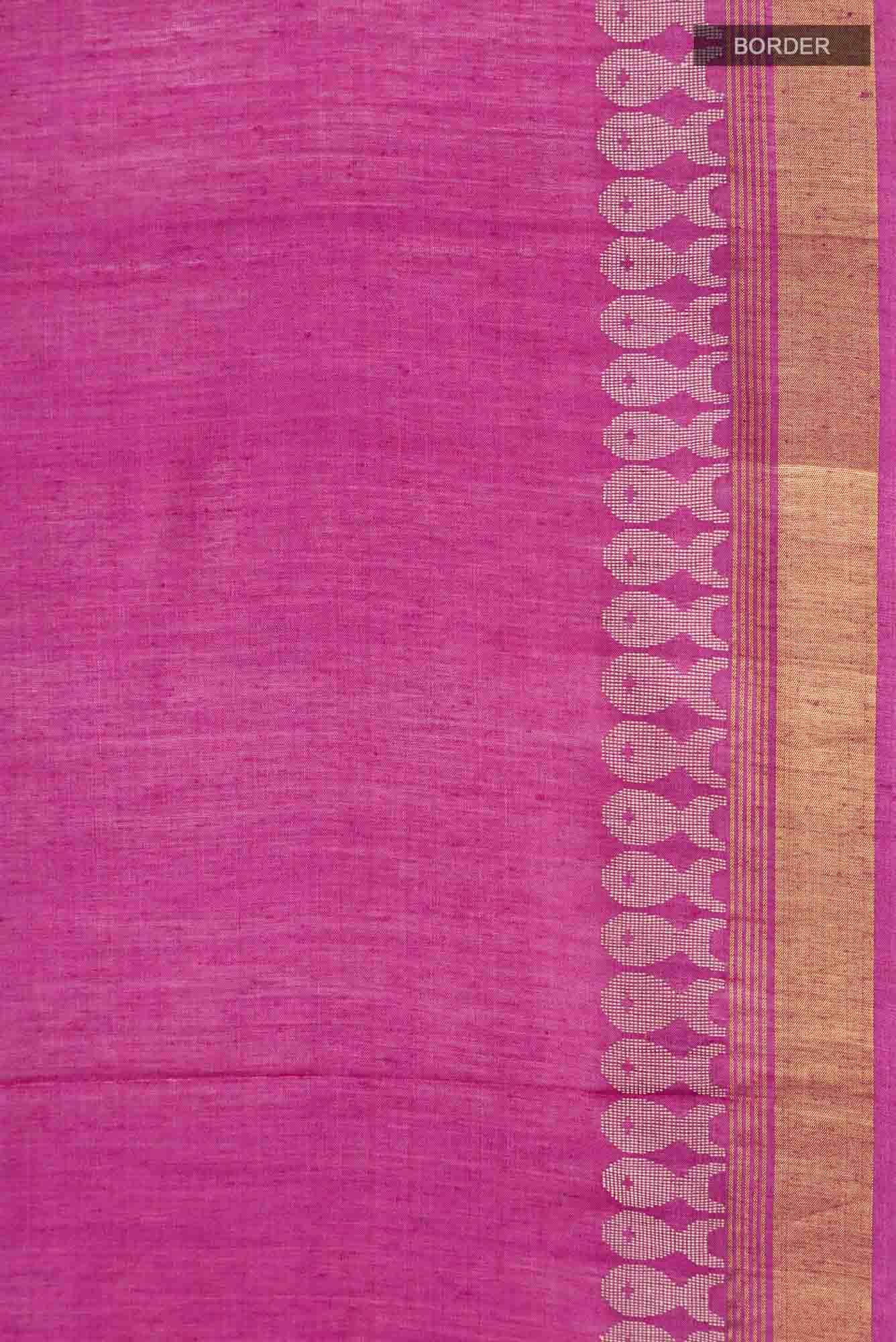 Pisces in Paris-Magenta Bhagalpuri Tussar Silk Saree - Image 7