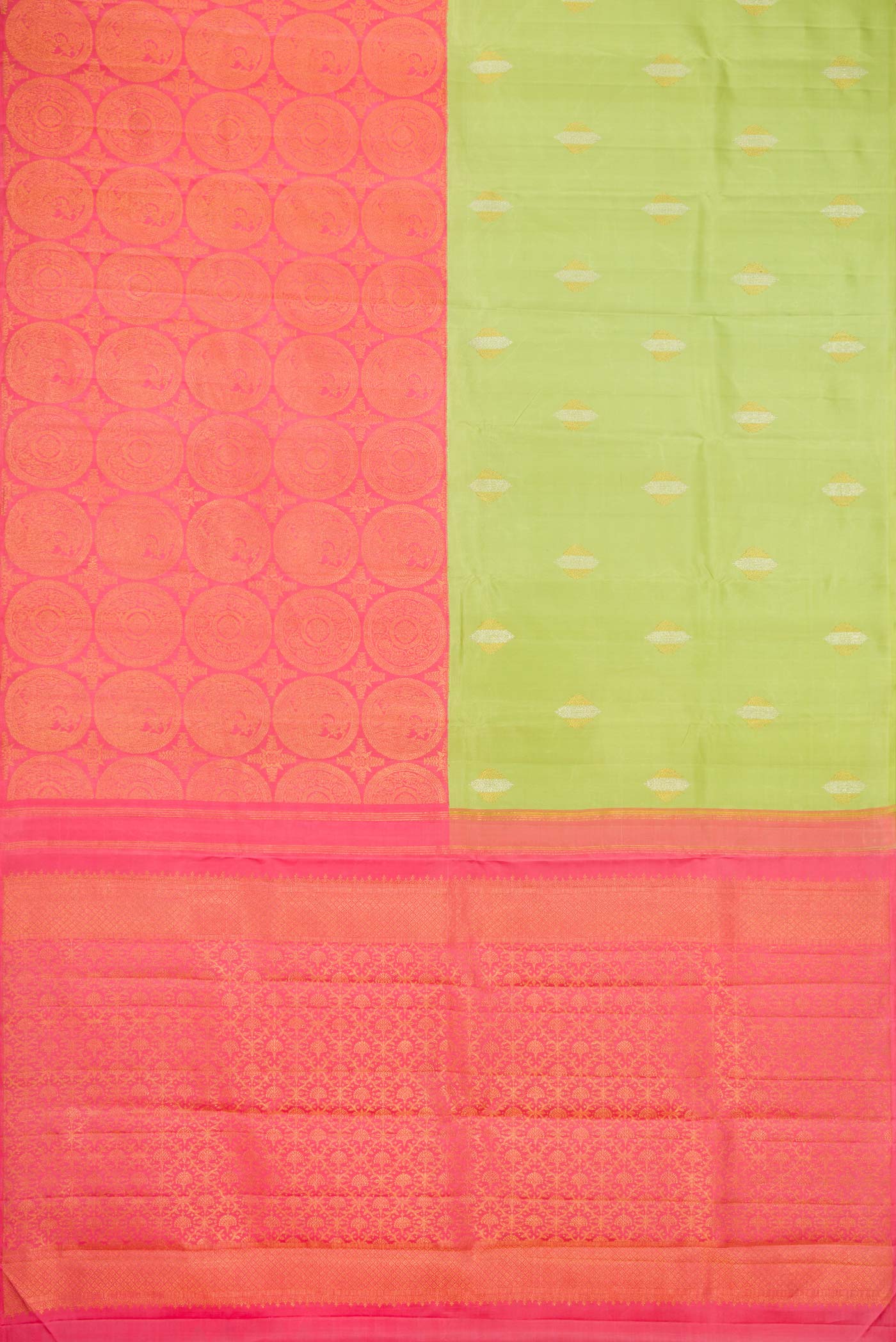 Pista Green and pink Color Kanjivaram Silk Saree - Image 5