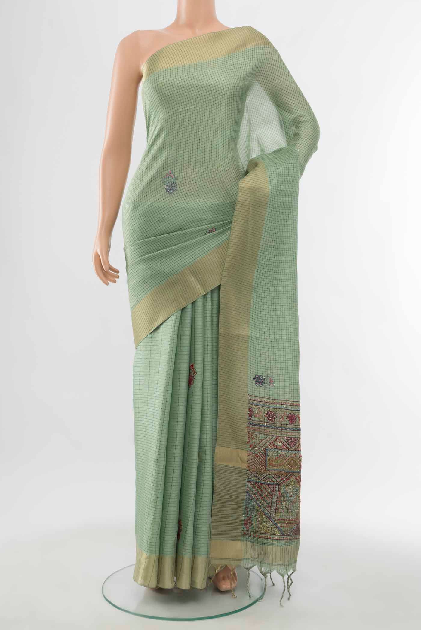 Pista Green Art Silk Saree