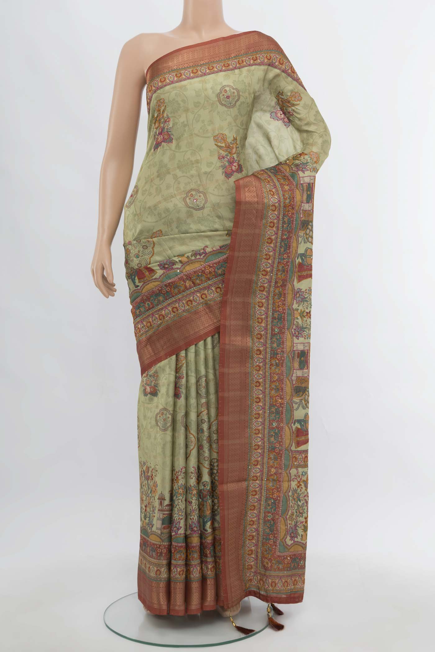 Sage Green Blended Art Silk Saree